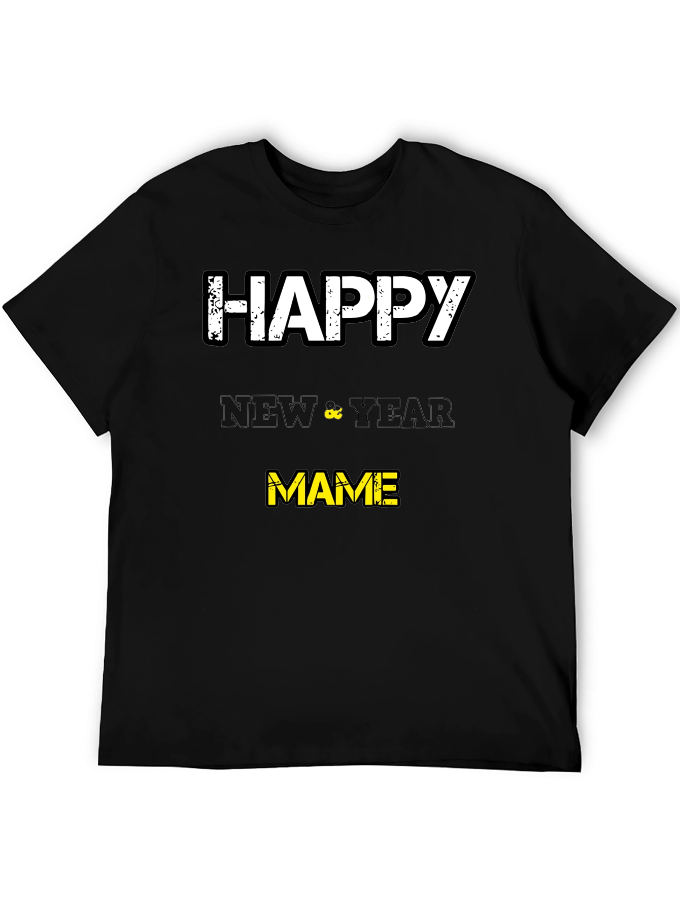 Black Happy New Year Mame T-Shirt - Black view 5
