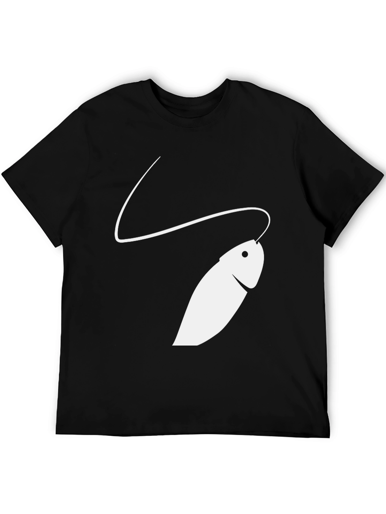 Black Minimalist Fish Graphic Tee - Black view 5