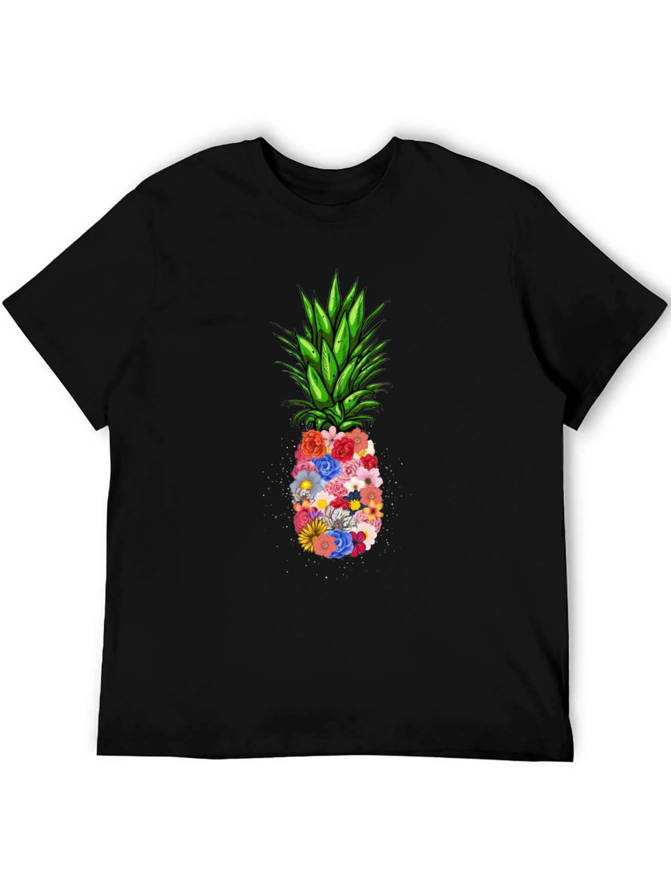 Black Floral Pineapple Graphic Tee - Black T-Shirt view 5