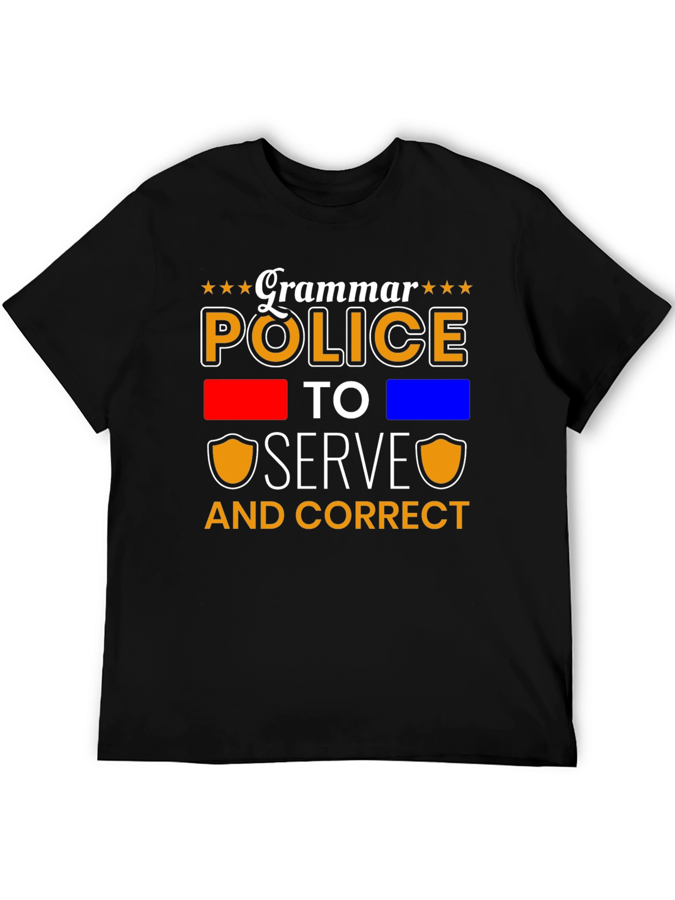 Black Grammar Police Serve & Correct T-Shirt view 5