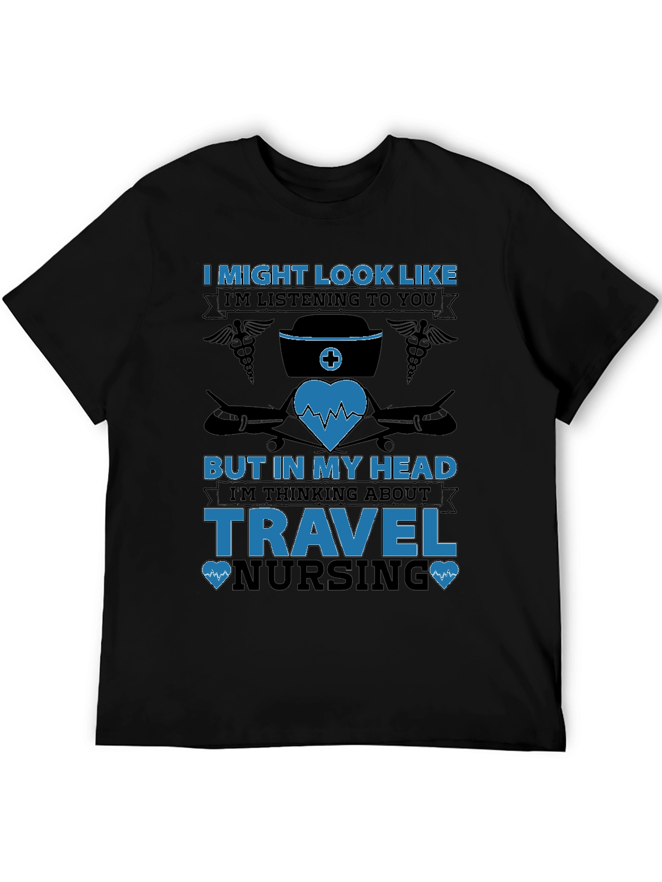 Black Travel Nursing T-Shirt - Funny Nurse Gift view 5