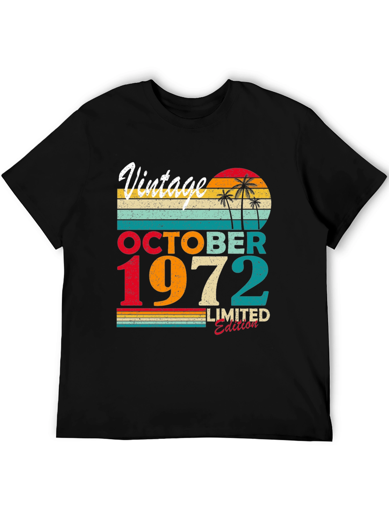 Black Vintage October 1972 Limited Edition T-Shirt view 5
