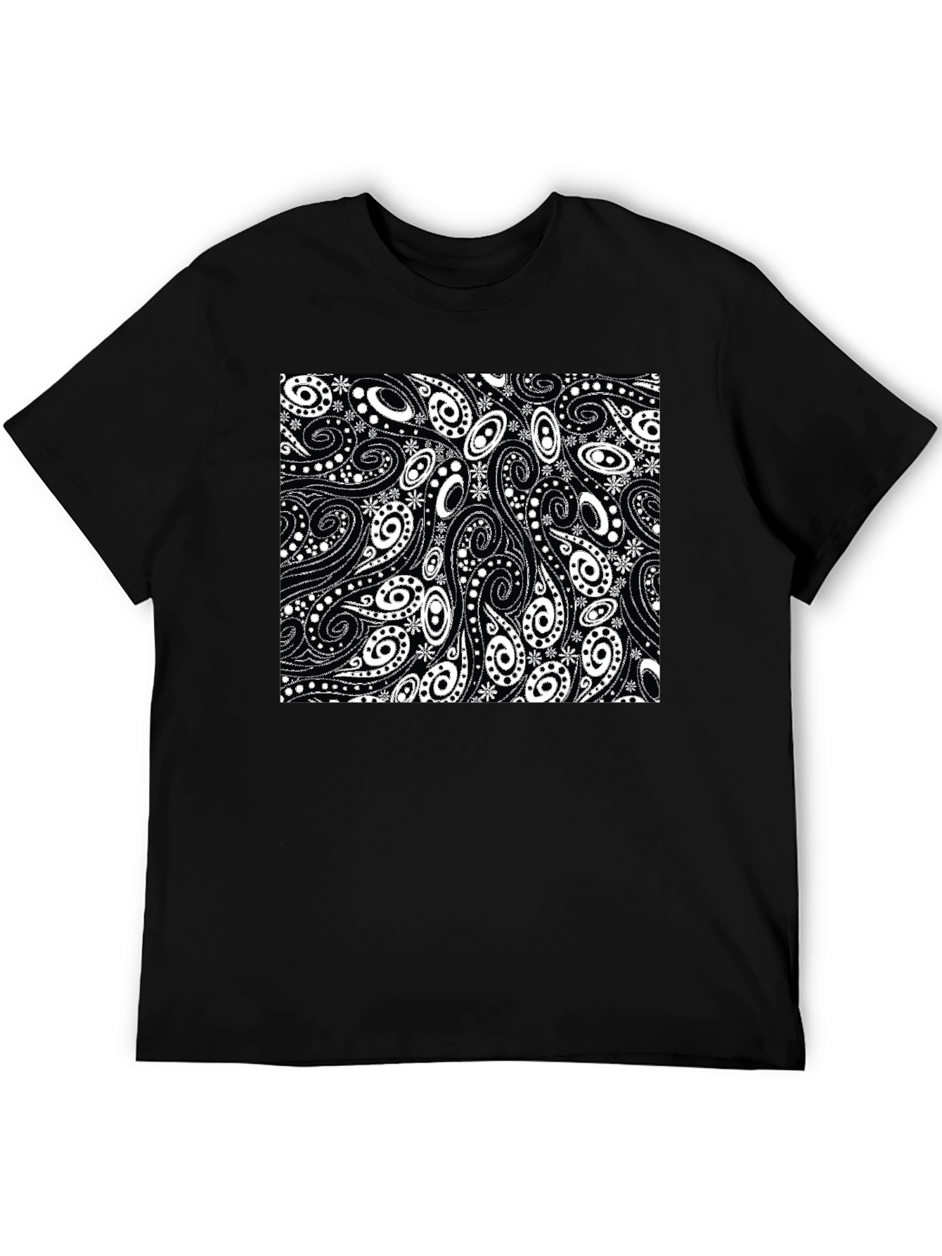 Black Paisley Pattern Black T-Shirt view 5