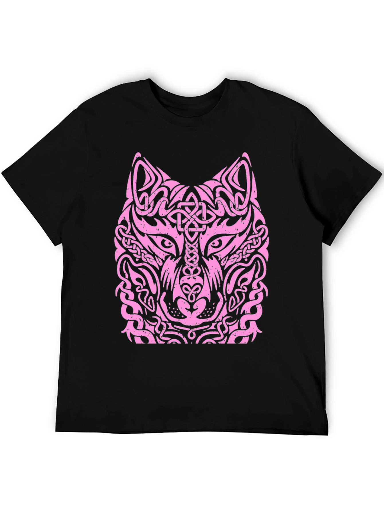Black Wolf Head Graphic Tee - Unique Tribal Design view 5