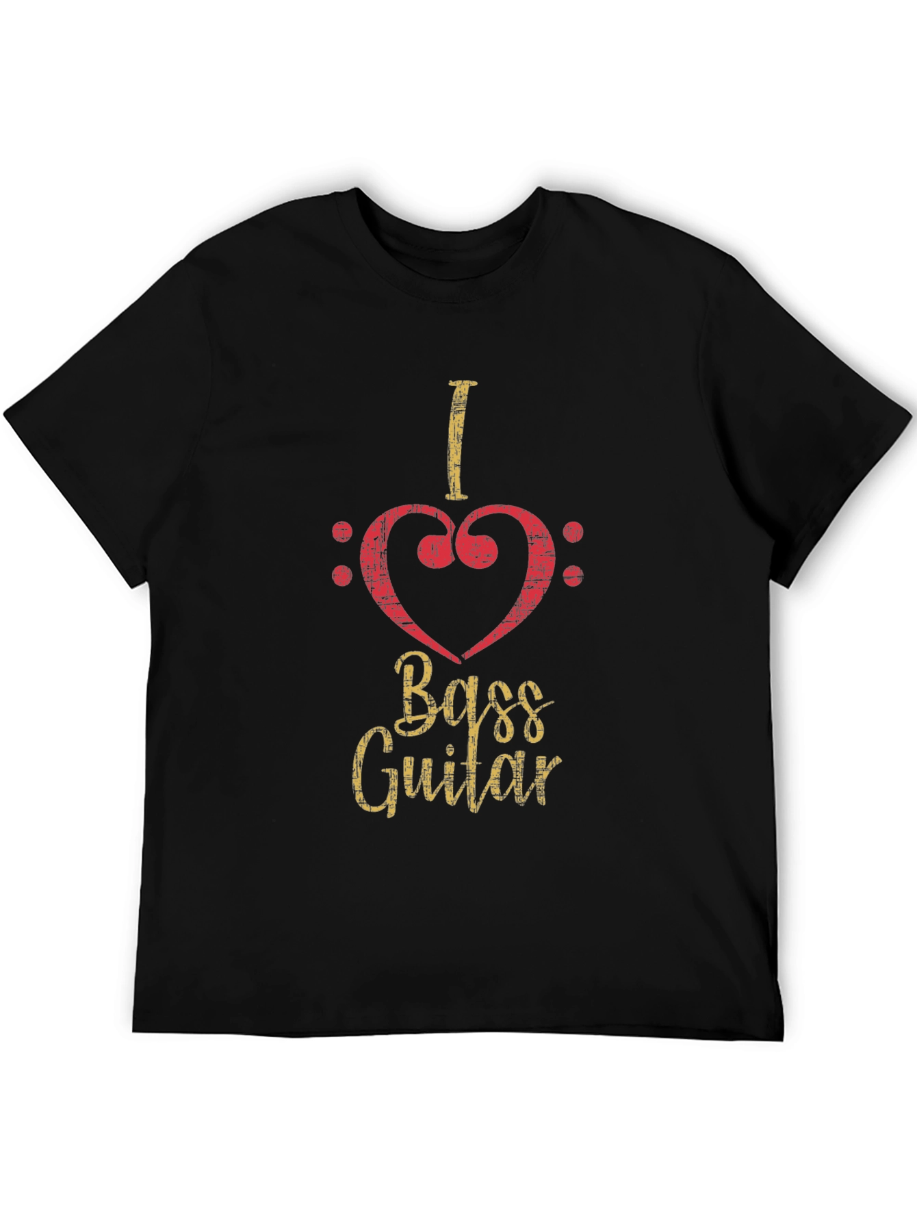 Black I Love Bass Guitar Black T-Shirt view 5