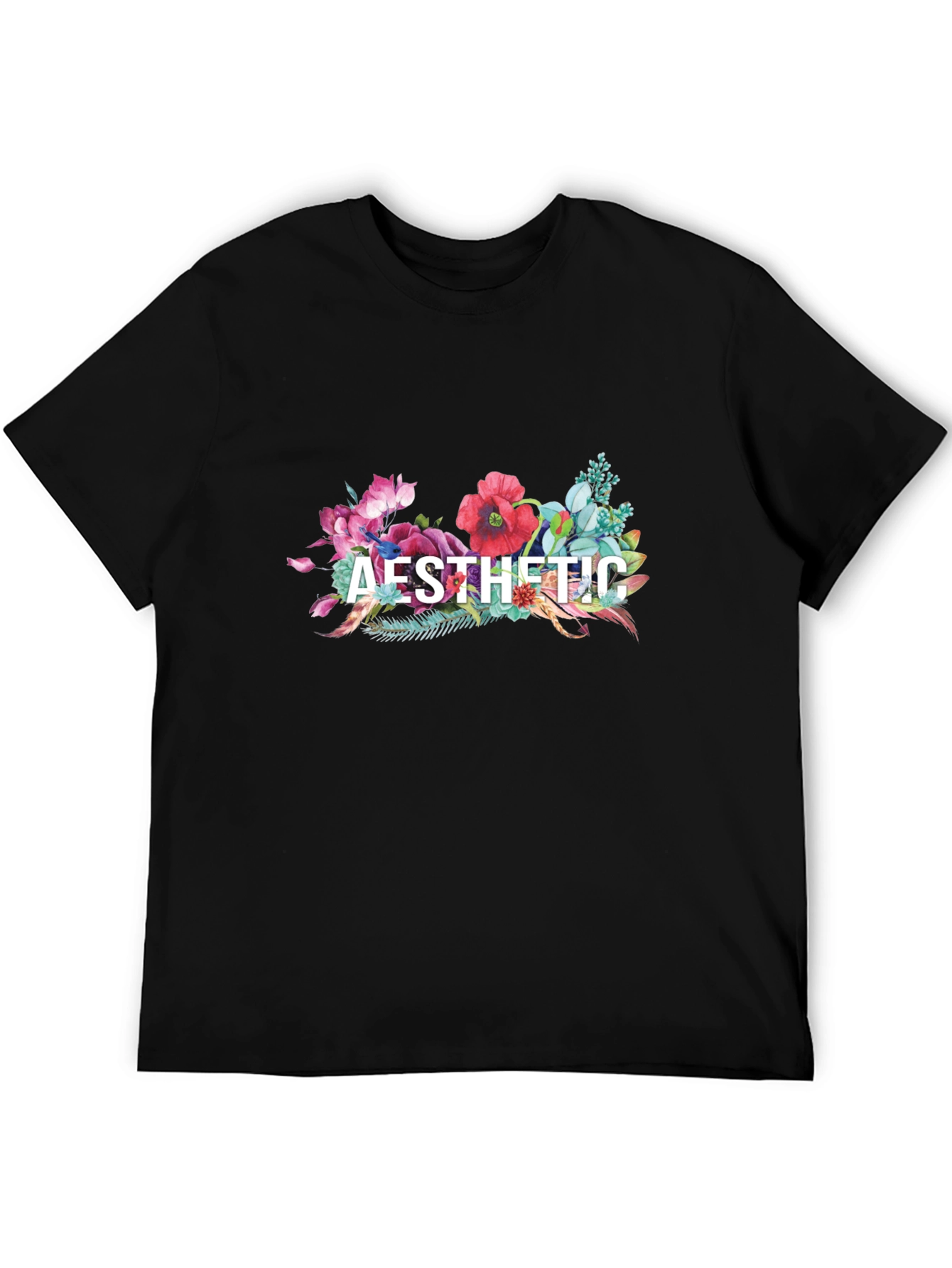 Black Aesthetic Floral Graphic Tee - Black view 5