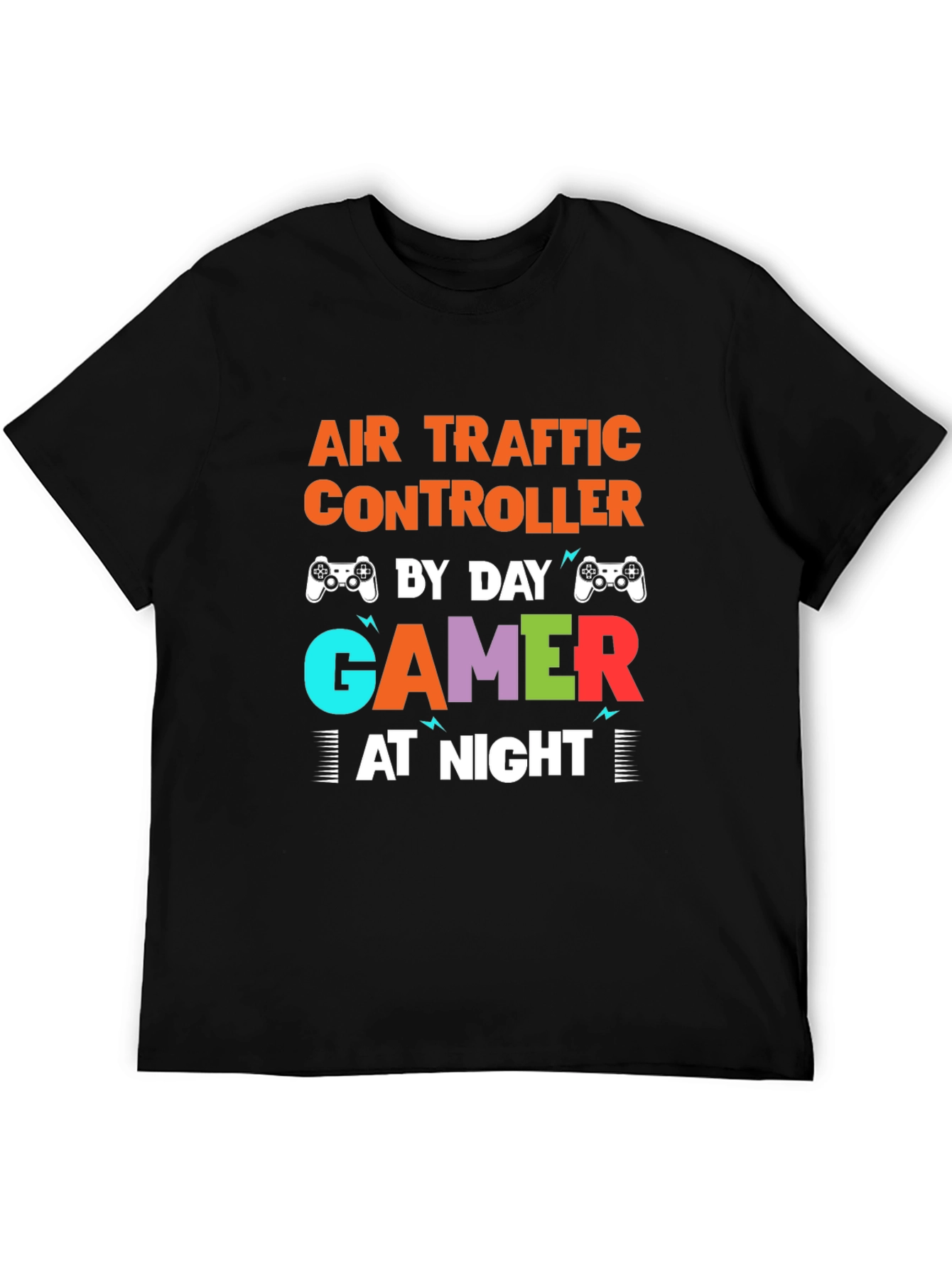 Black Air Traffic Controller Gamer T-Shirt - Funny Novelty Tee view 5