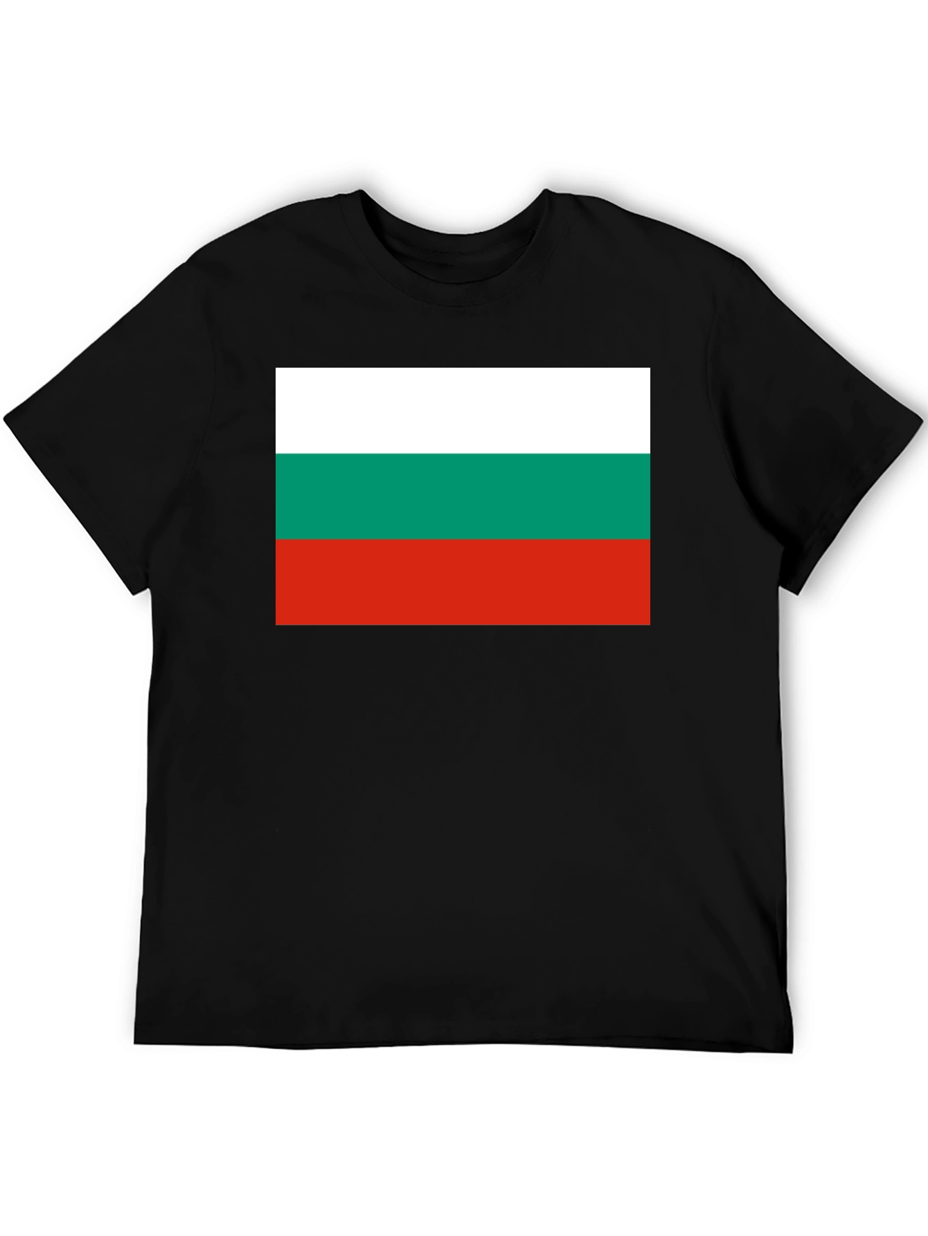 Black Bulgaria Flag Graphic T-Shirt - Black Crew Neck Tee view 5