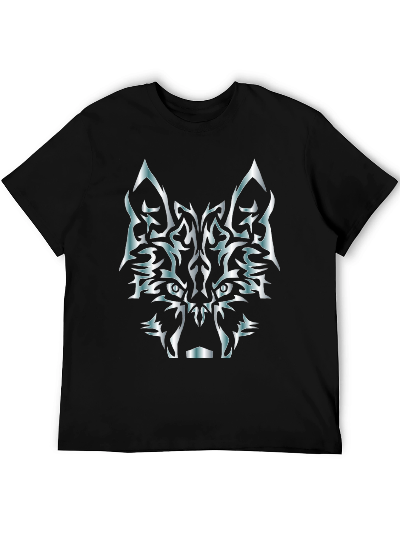 Black Tribal Wolf T-Shirt - Black Graphic Tee view 5