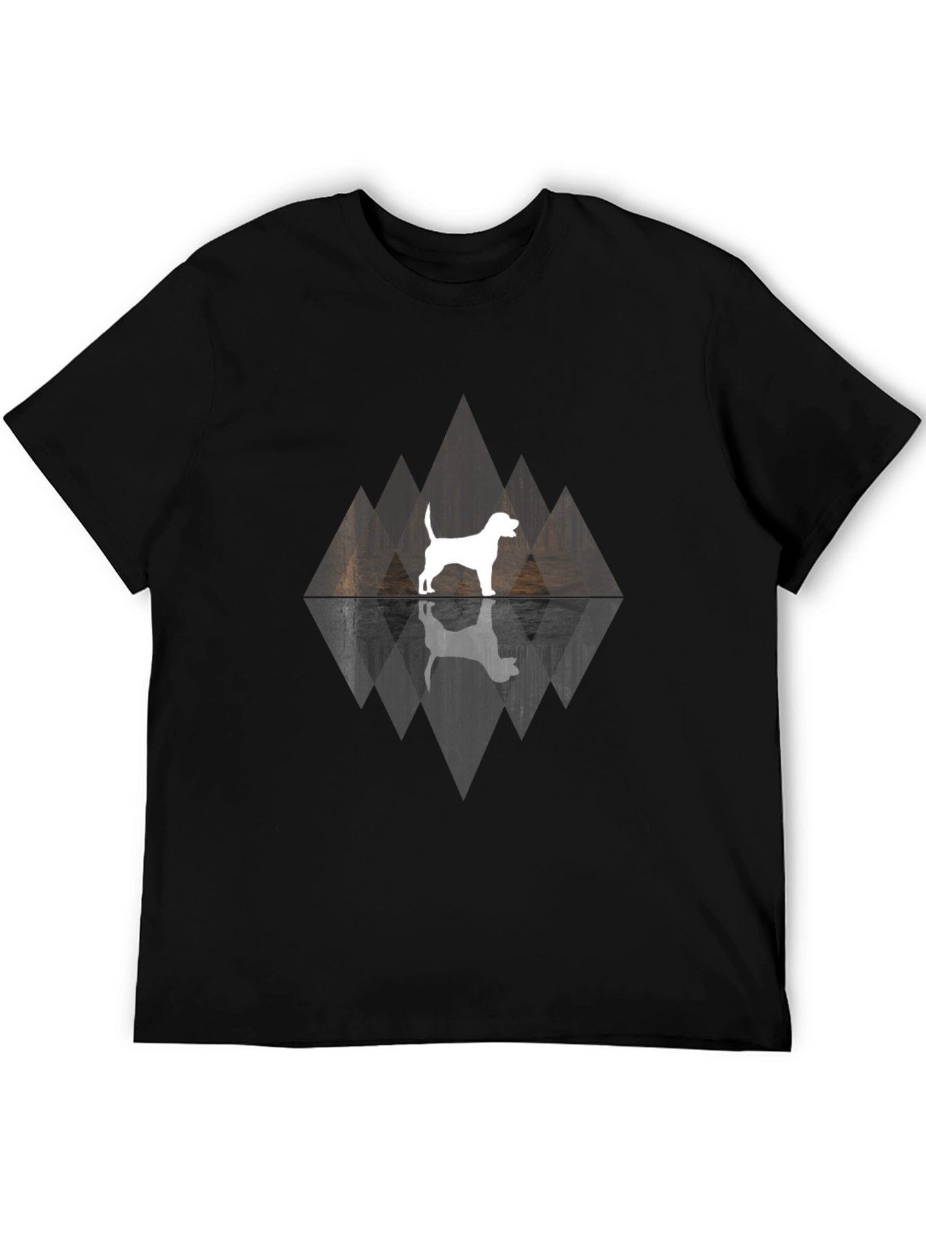 Dog Silhouette Graphic Black T-Shirt - 5