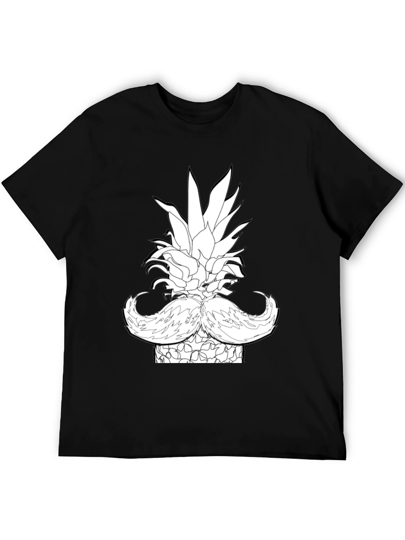 Black Pineapple Mustache Graphic T-Shirt - Black view 5