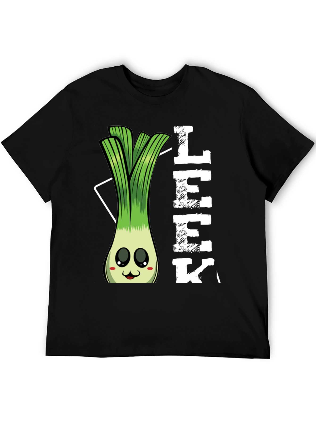 Black Funny Leek Cartoon T-Shirt view 5