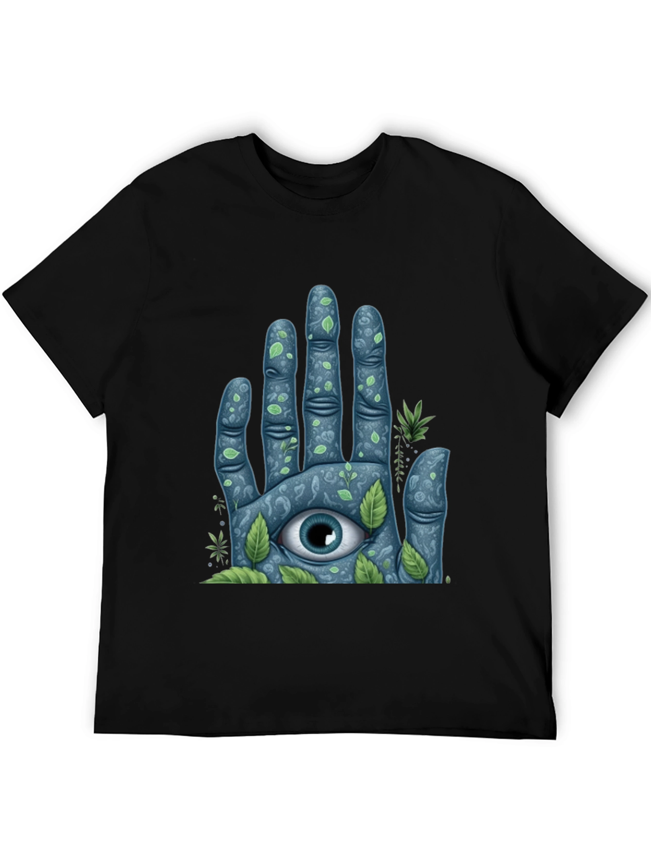Black Mystic Eye Hand Graphic Tee - Nature Inspired Design view 5