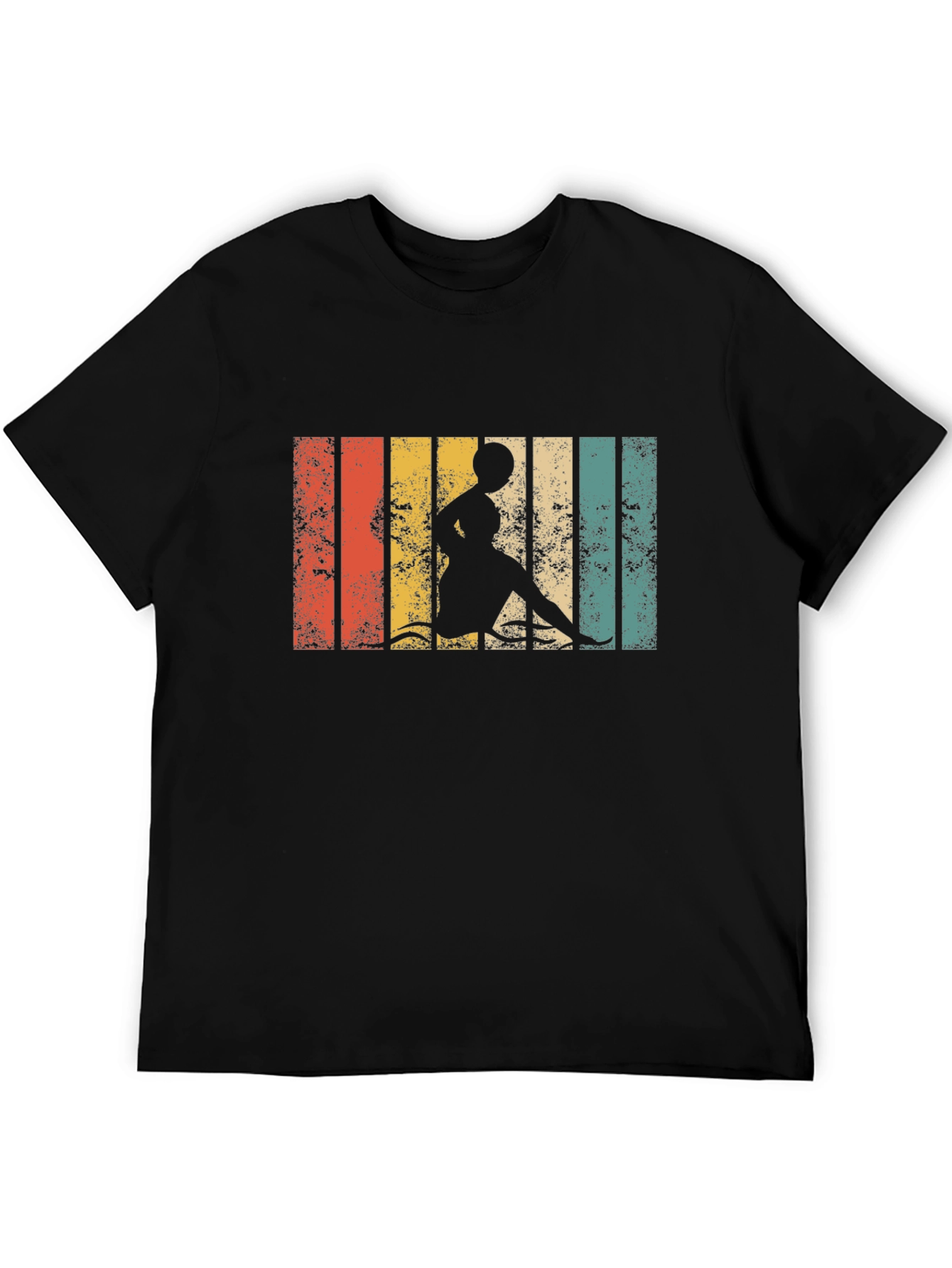 Black Retro Striped Woman Kayaking T-Shirt view 5