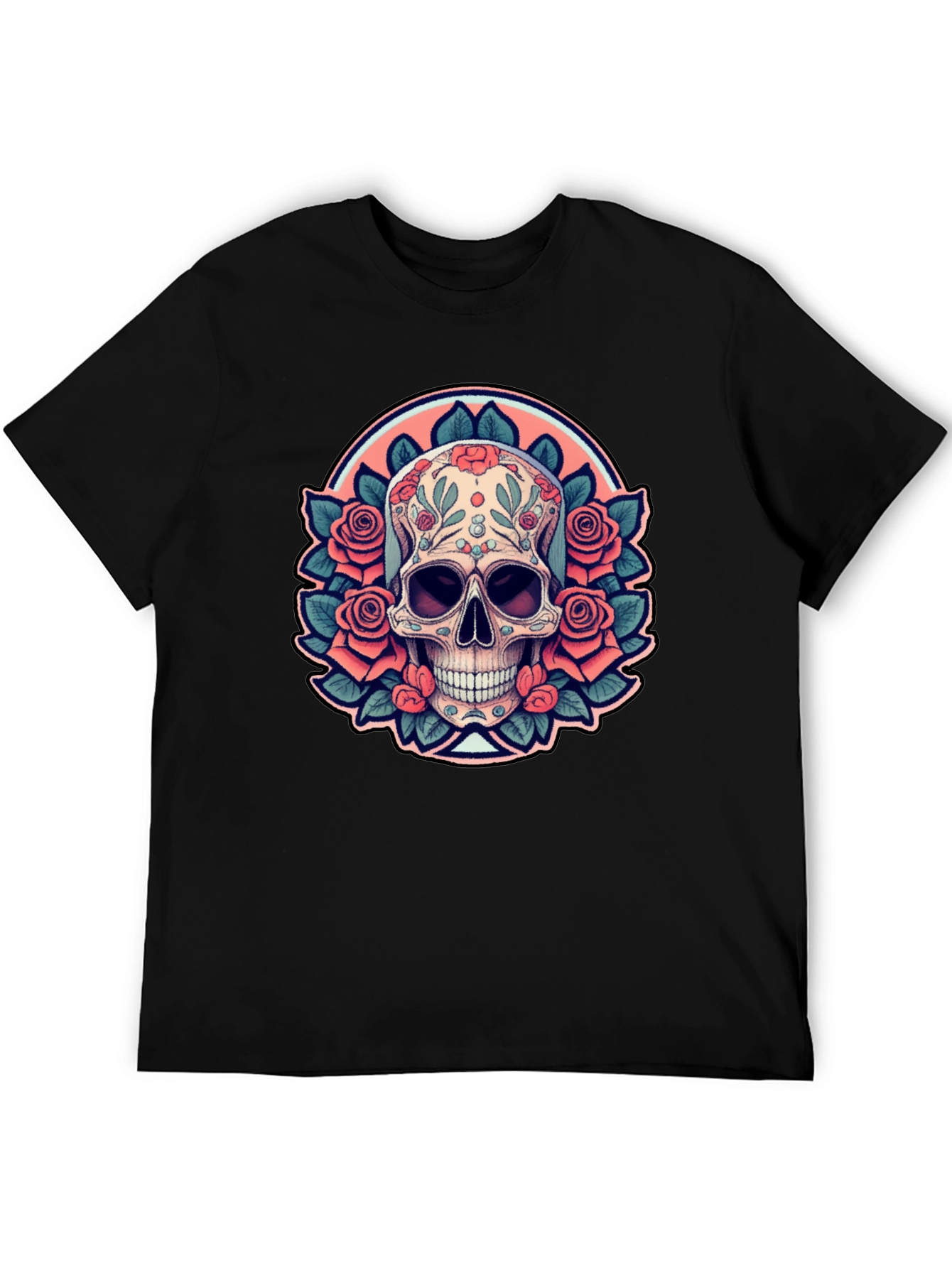 Black Sugar Skull Rose Black T-Shirt view 5