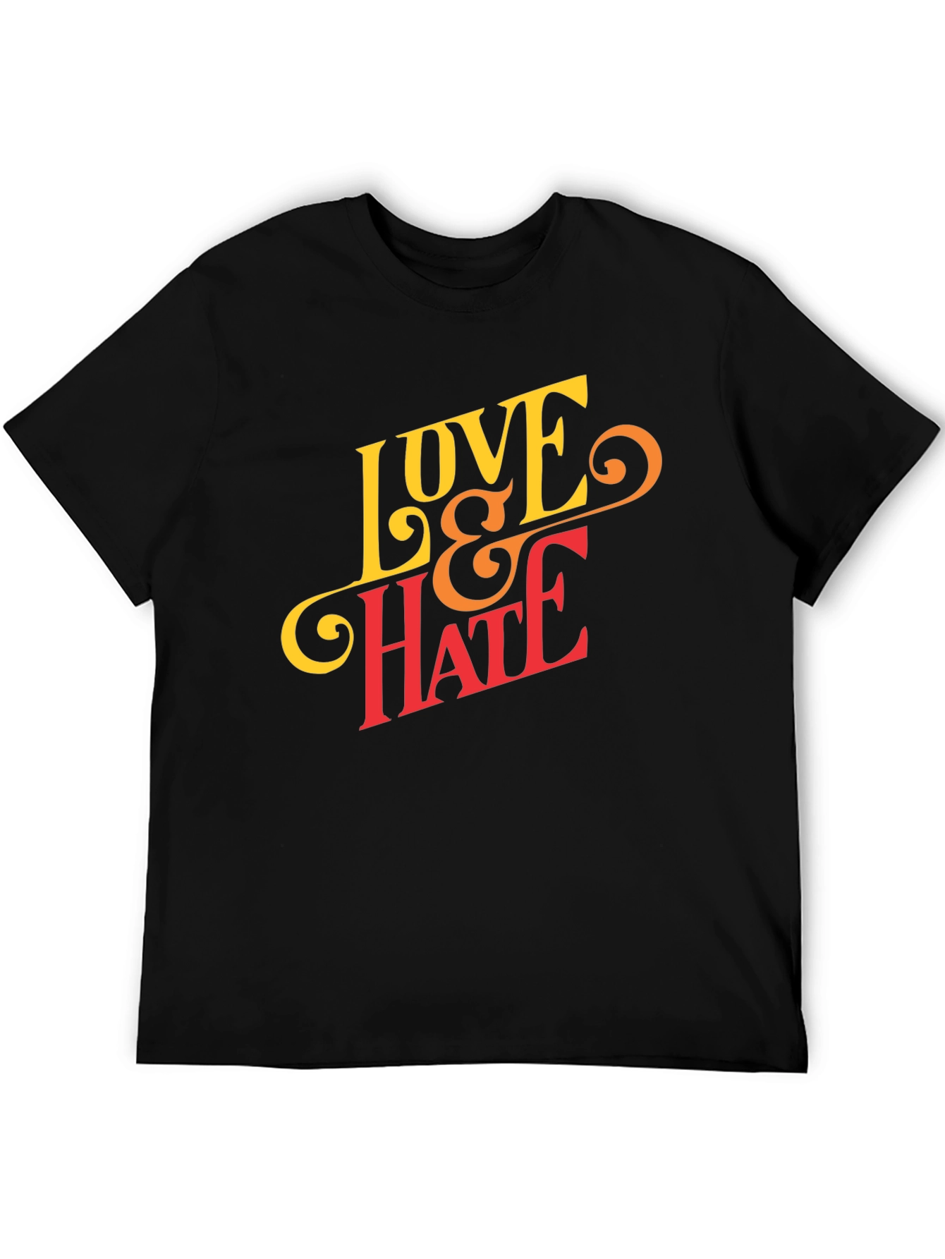 Black Love & Hate Graphic Tee - Casual Black T-Shirt view 5