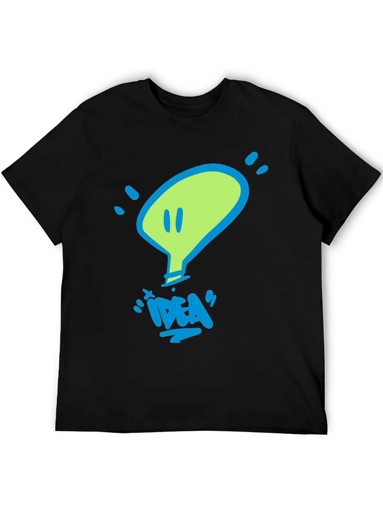 Black Idea Lightbulb Graphic T-Shirt - Unisex Crew Neck view 5