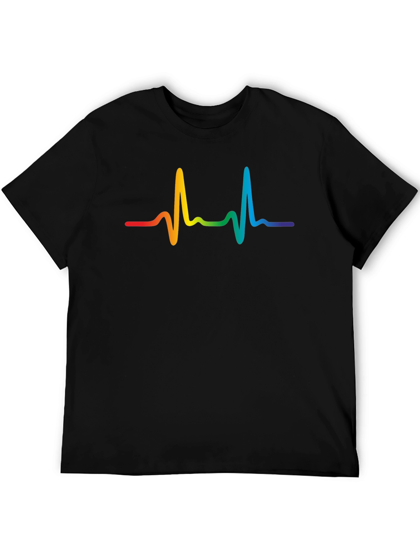Black Rainbow Heartbeat Graphic Tee view 5