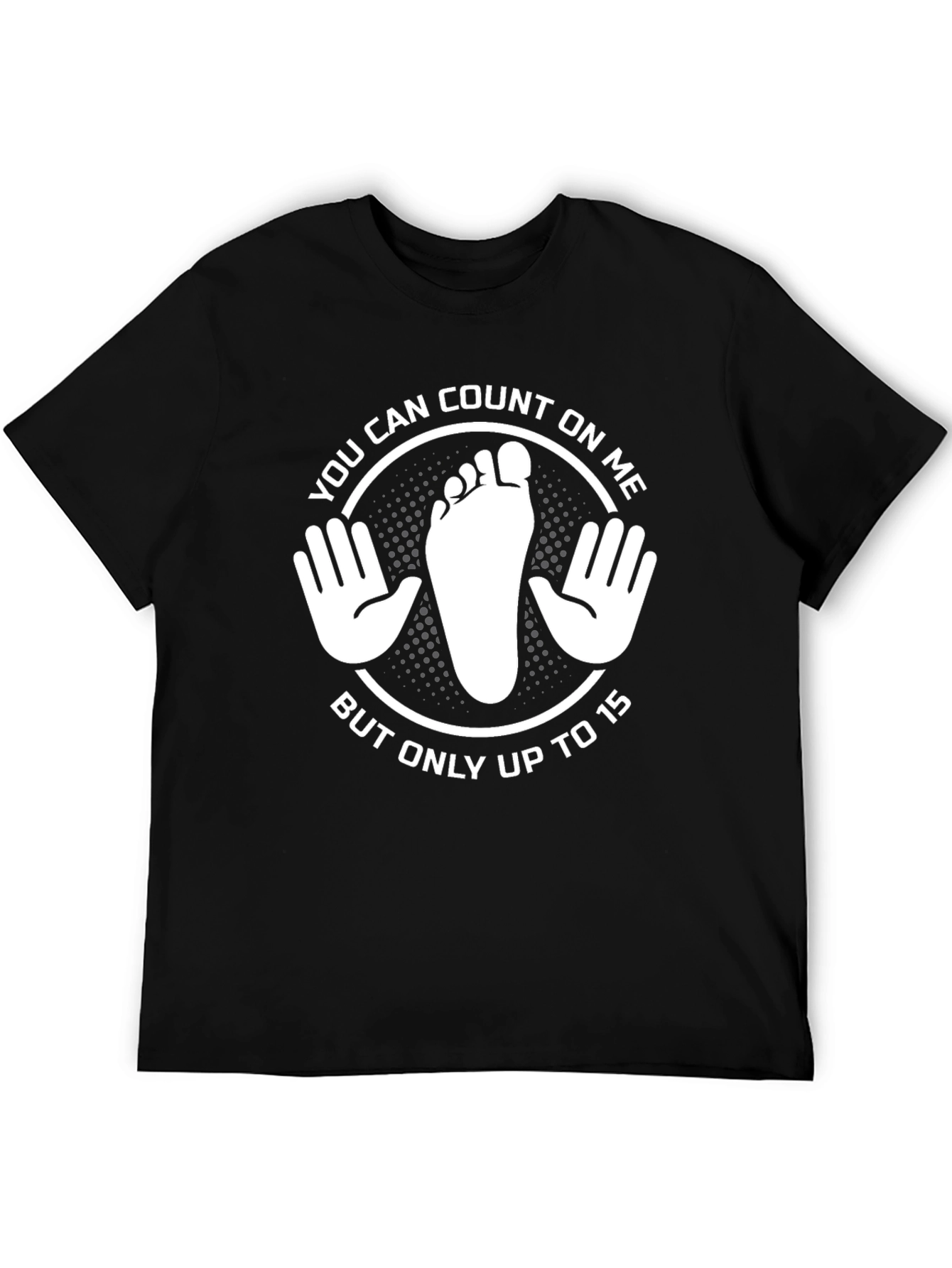 Black Funny Counting Hands and Foot Black T-Shirt view 5