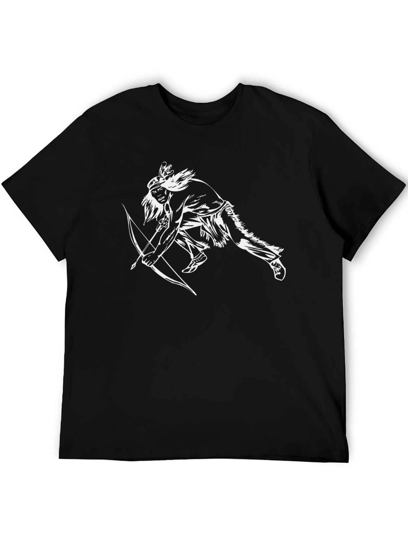 Black Native American Archer Graphic T-Shirt - Black view 5