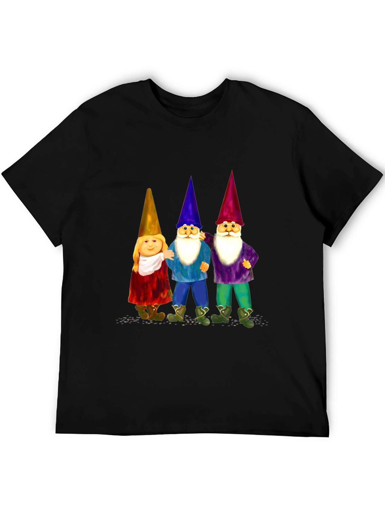 Black Gnome Trio T-Shirt, Black Cotton Blend view 5