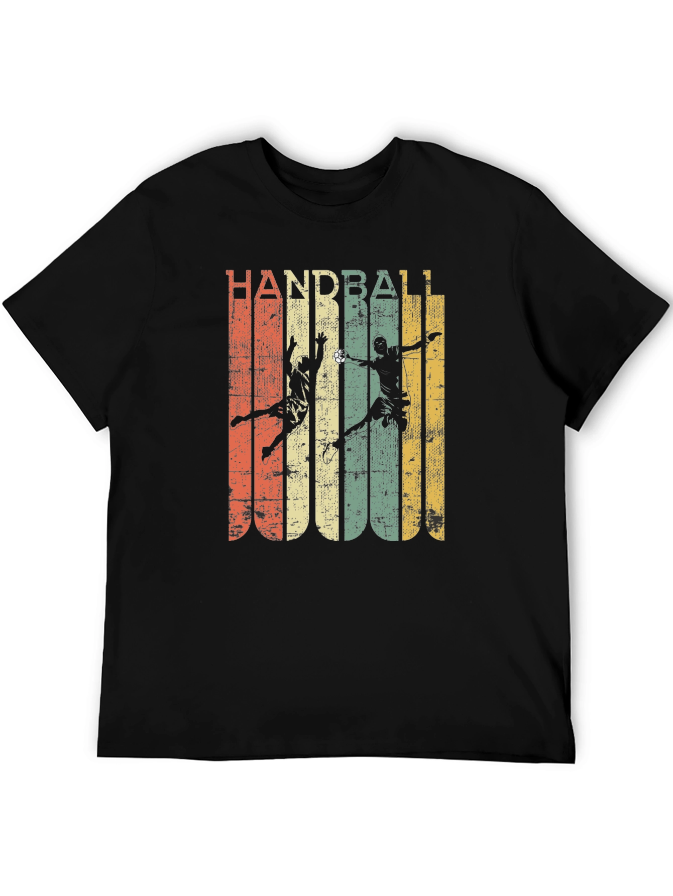 Black Vintage Handball Graphic Tee - Retro Sport T-Shirt view 5