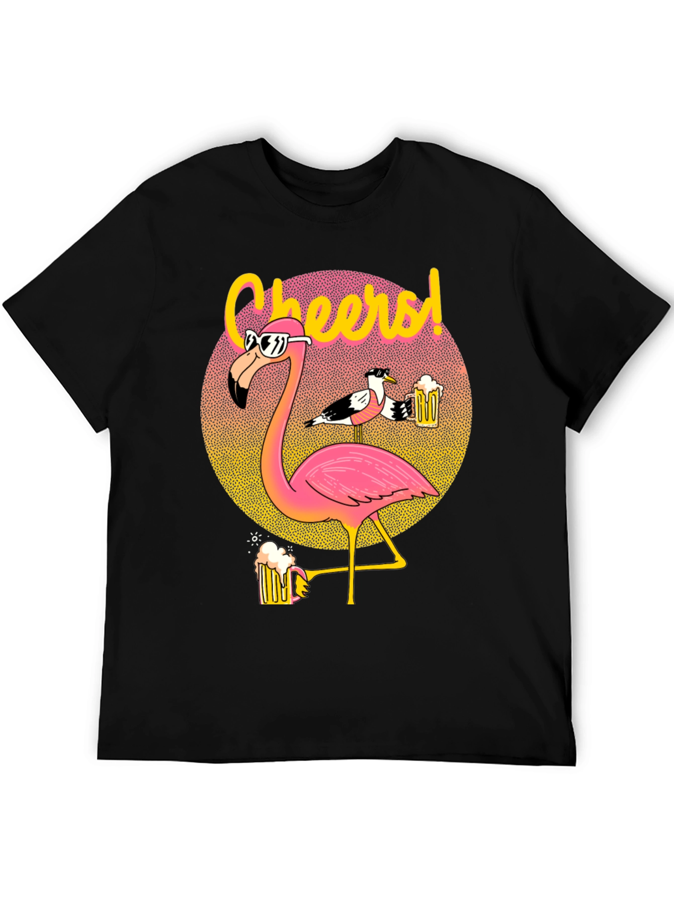 Black Cheers Flamingo Graphic T-Shirt view 5