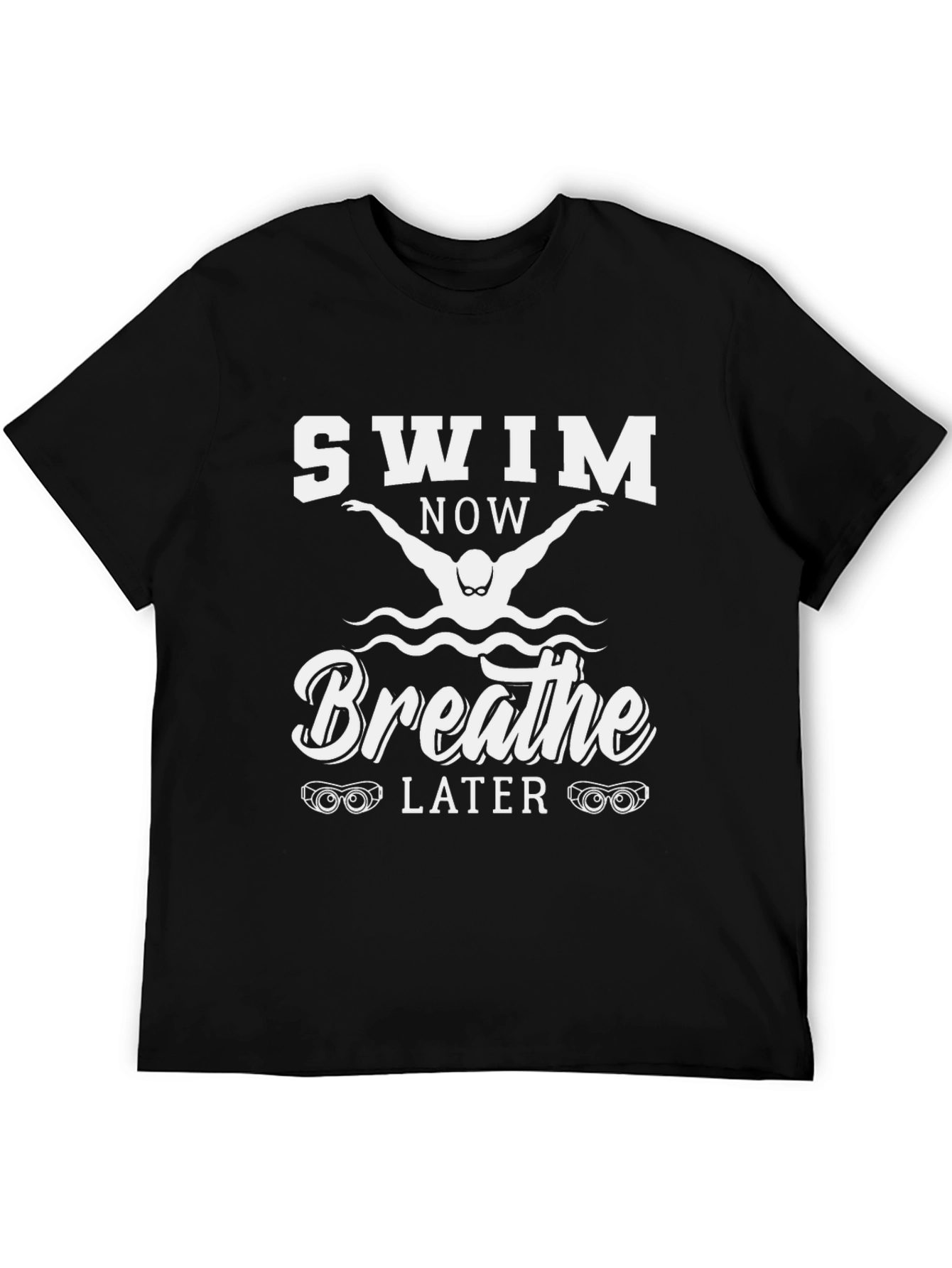Black Swim Now Breathe Later Graphic T-Shirt view 5