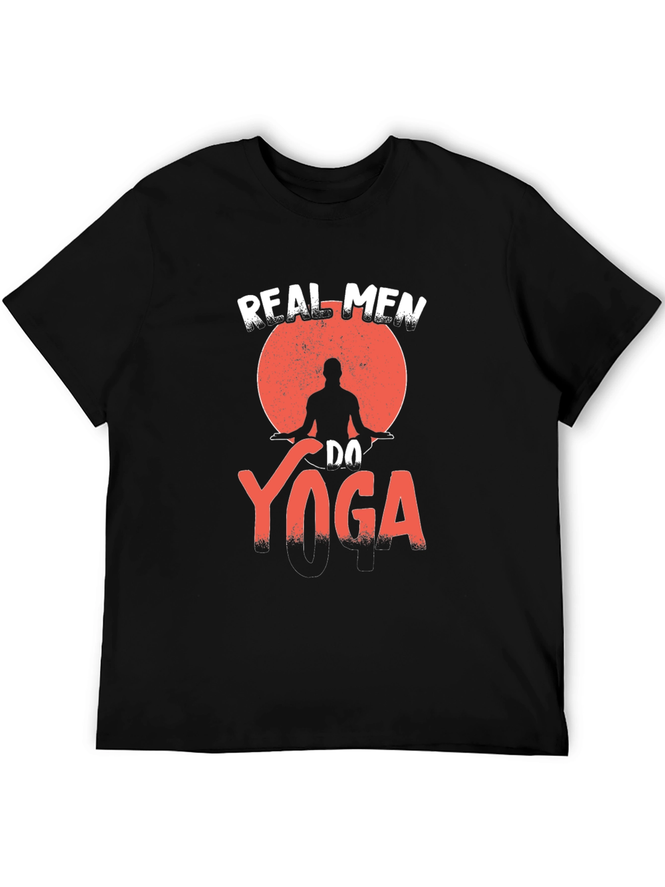 Black Real Men Do Yoga Black Graphic T-Shirt view 5
