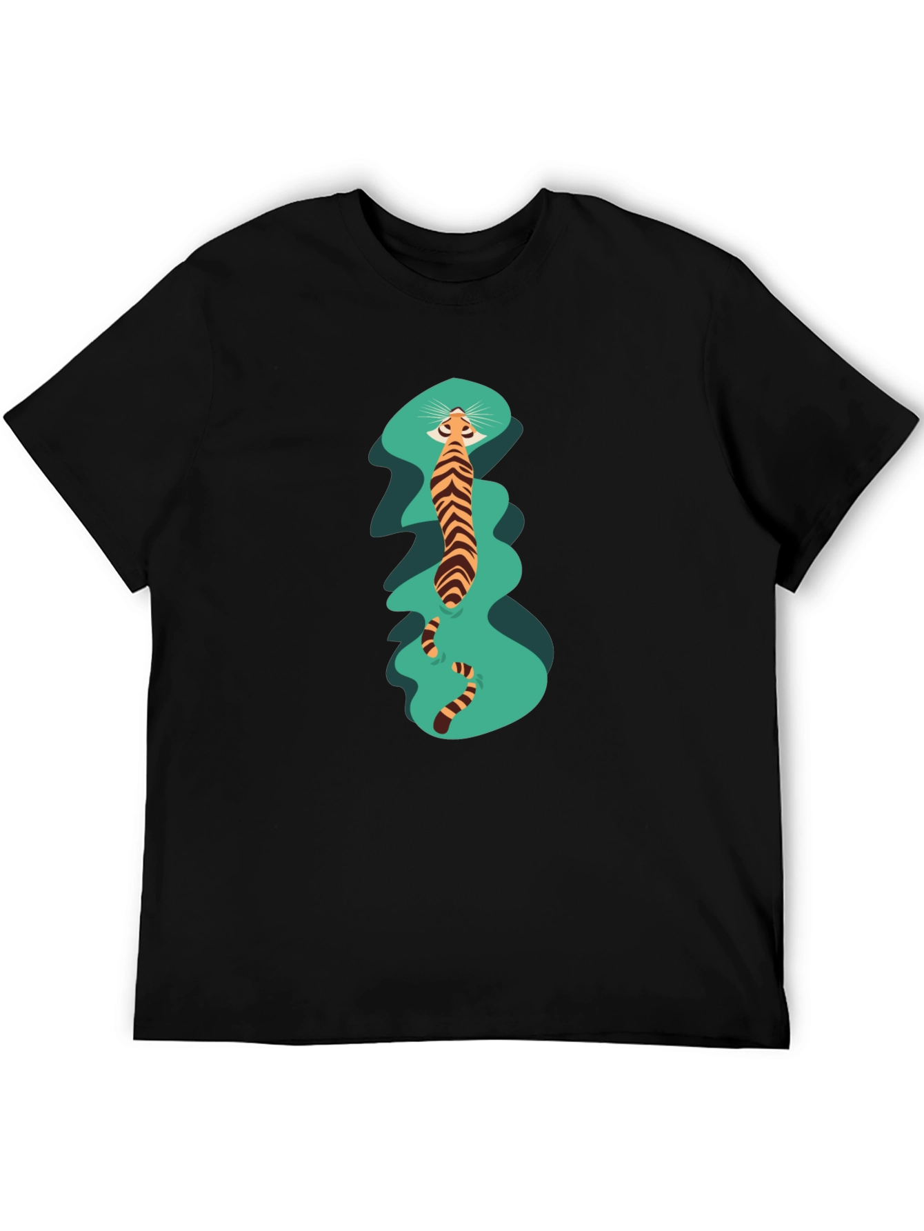 Black Stylish Black T-Shirt with Tiger Print view 5