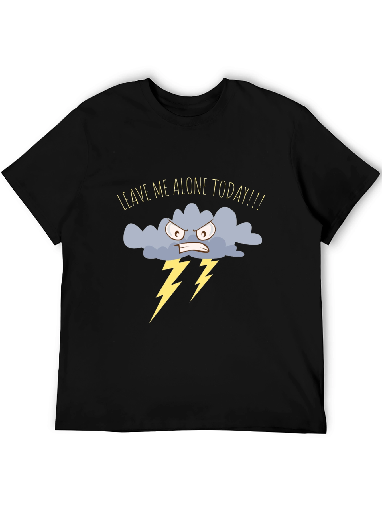 Black Leave Me Alone Today T-Shirt - Angry Cloud Graphic Tee view 5