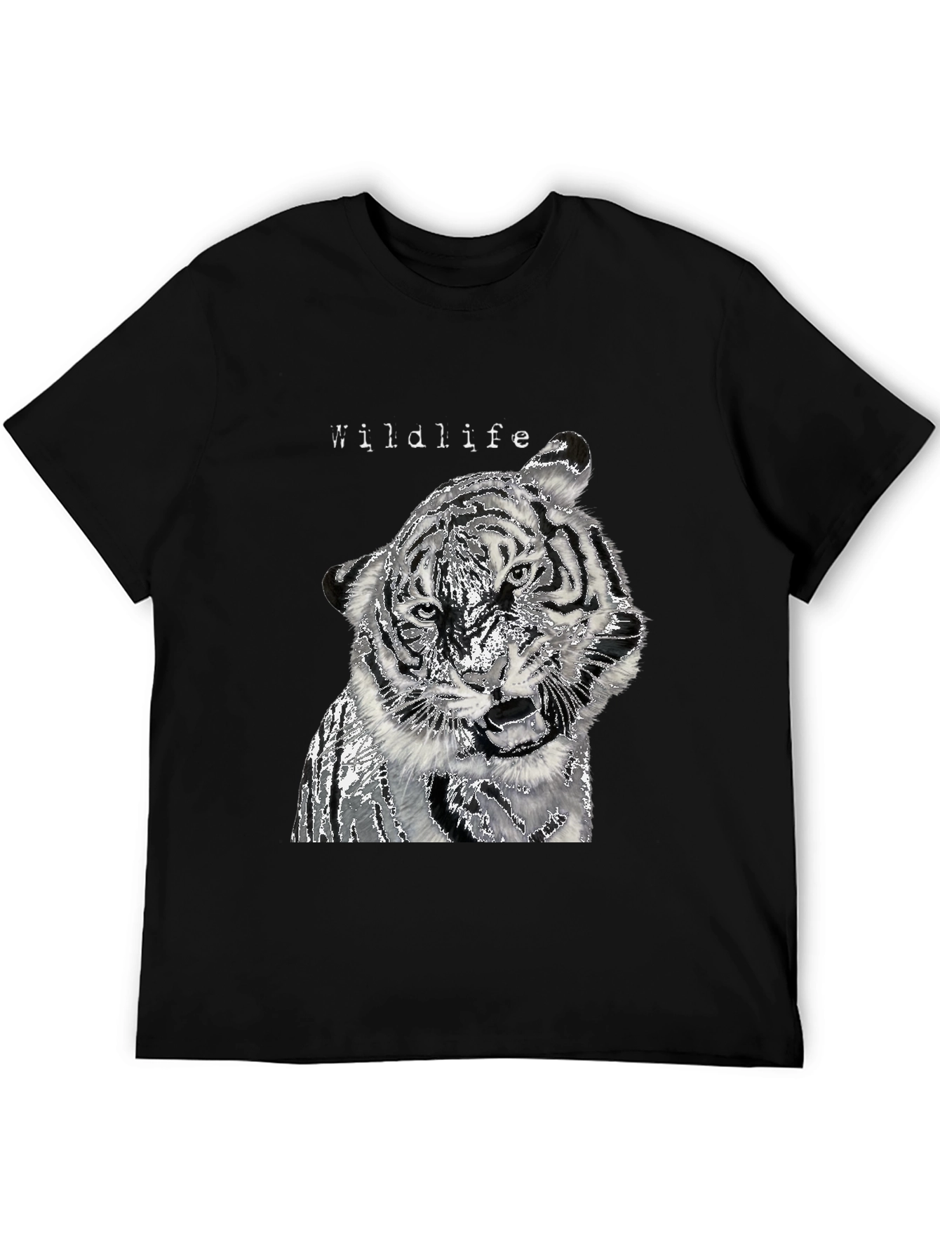 Black Wildlife Tiger Graphic Black T-Shirt view 5