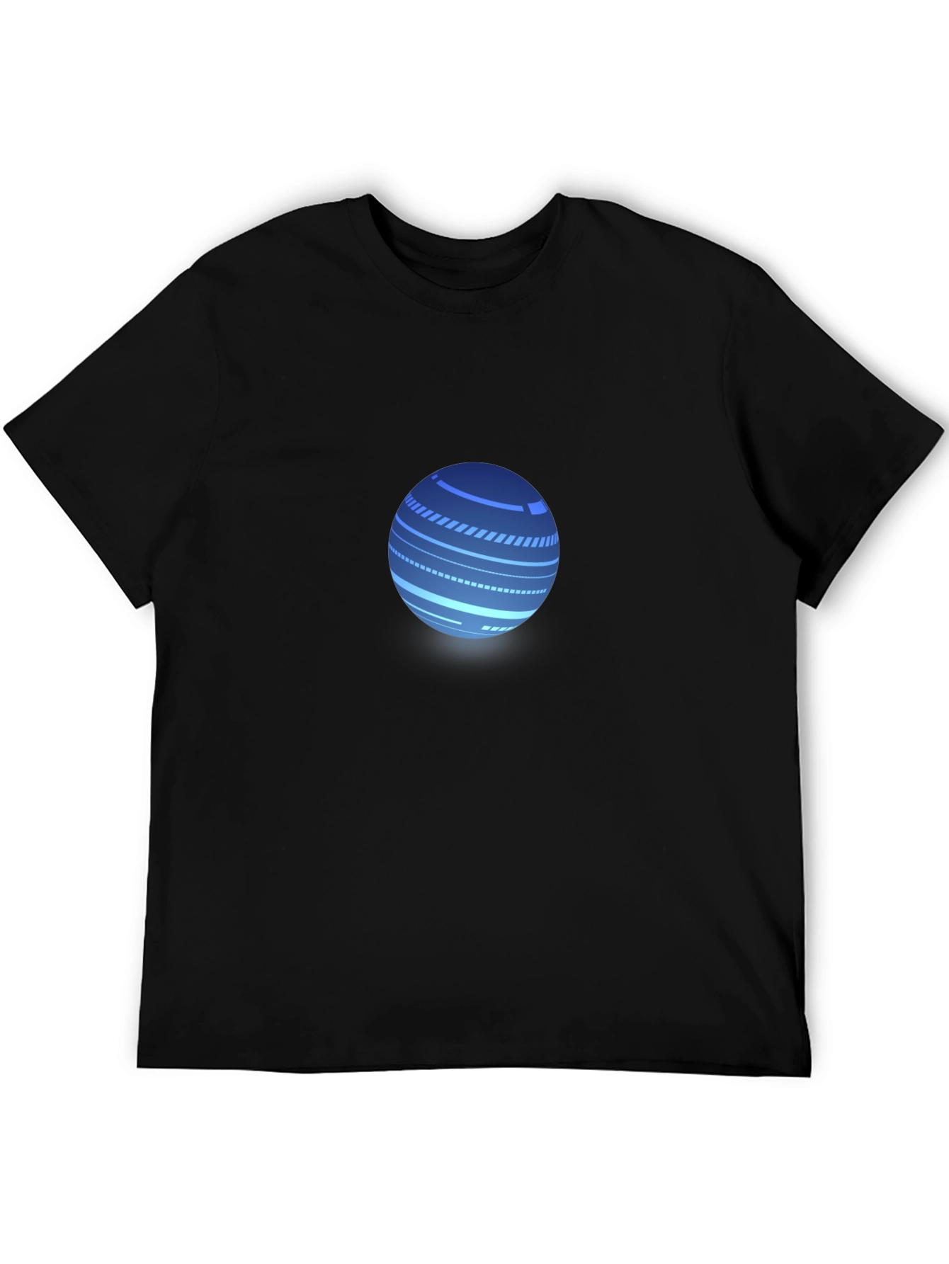 Black Men's Black T-Shirt with Tech Sphere Graphic view 5
