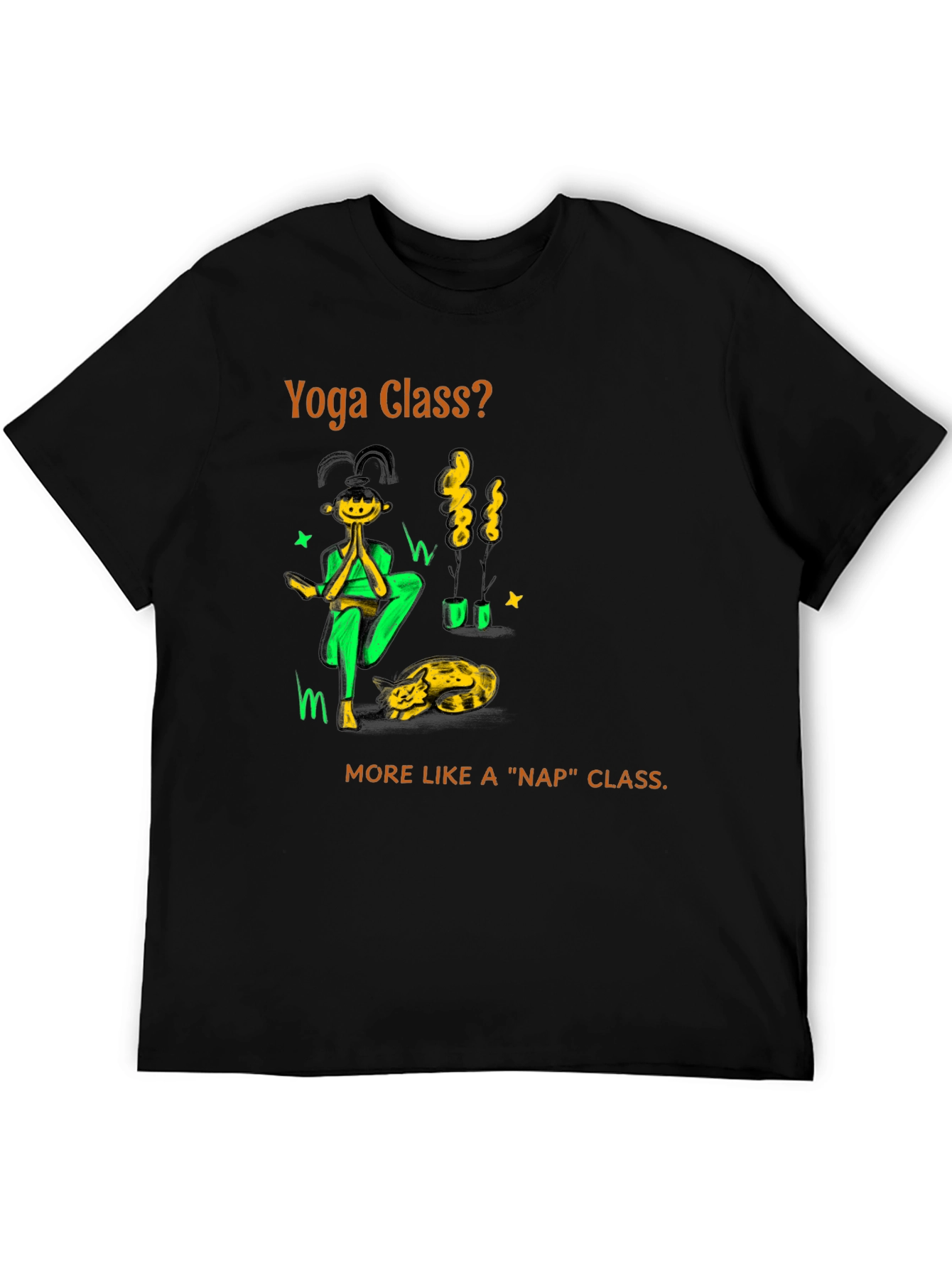 Black Yoga Nap Class Black Cotton T-Shirt view 5