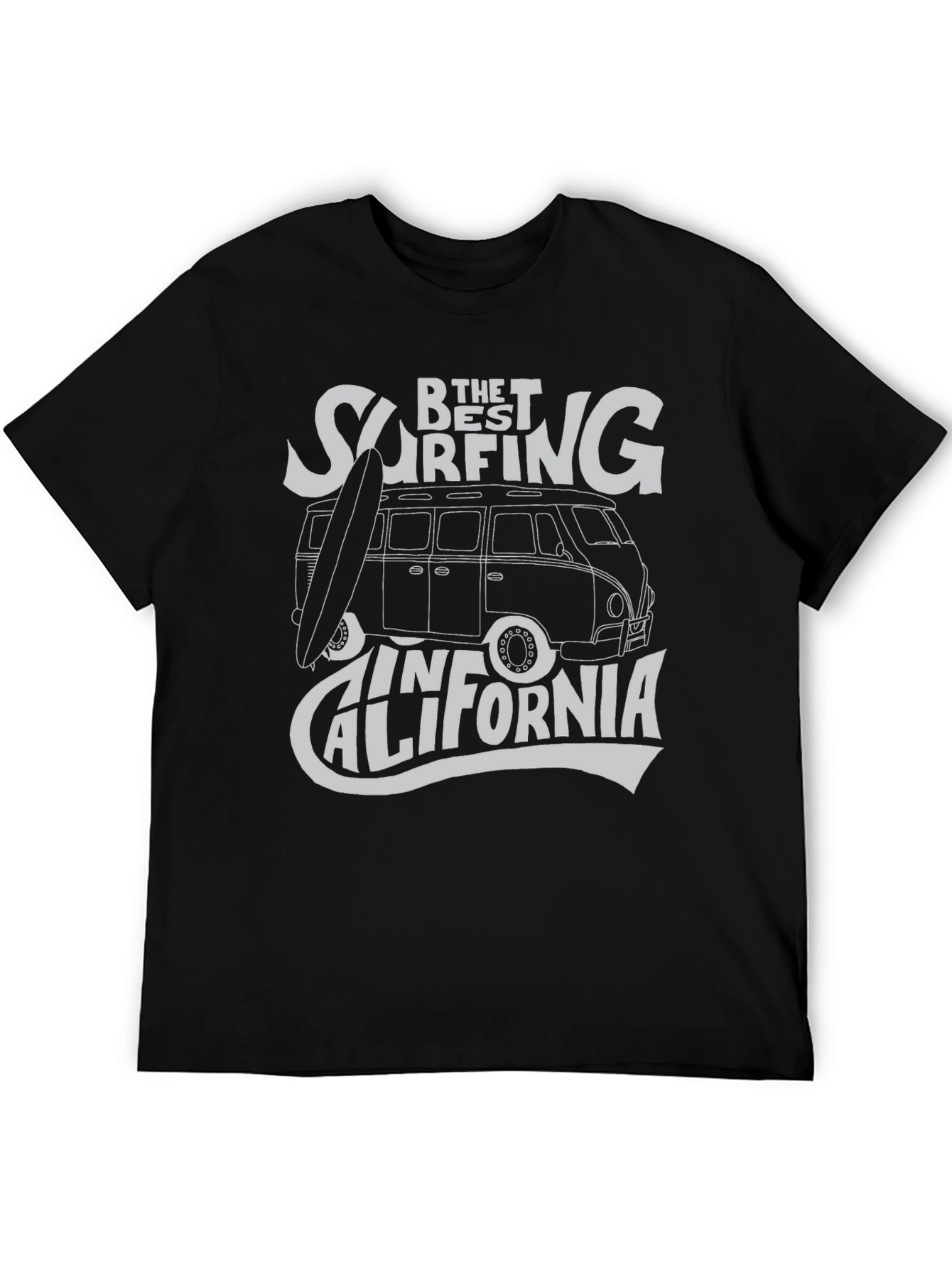 Black Surfing California Graphic Tee - Black Cotton T-Shirt view 5
