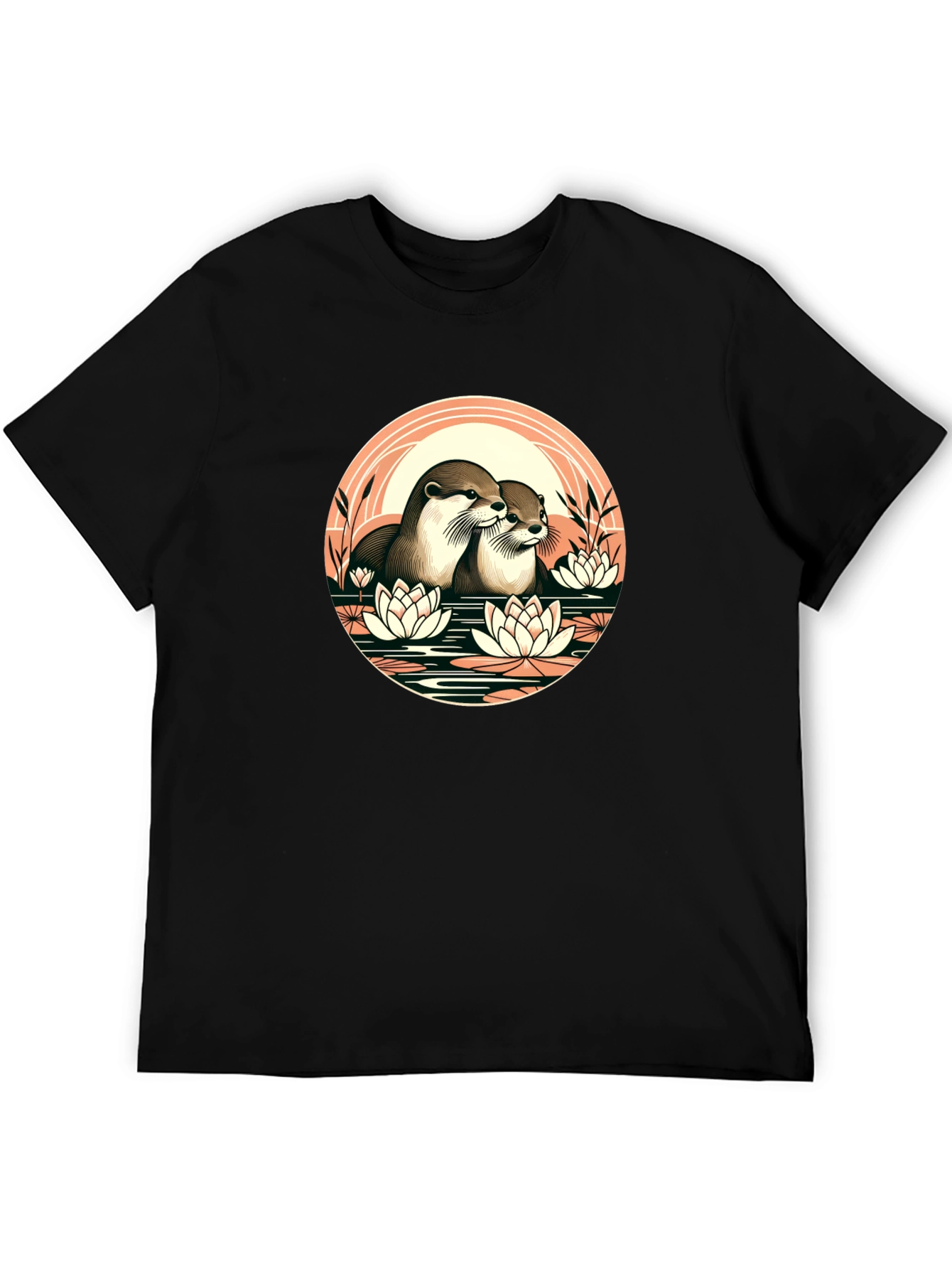 Black Otter Love T-Shirt - Nature Inspired Design view 5