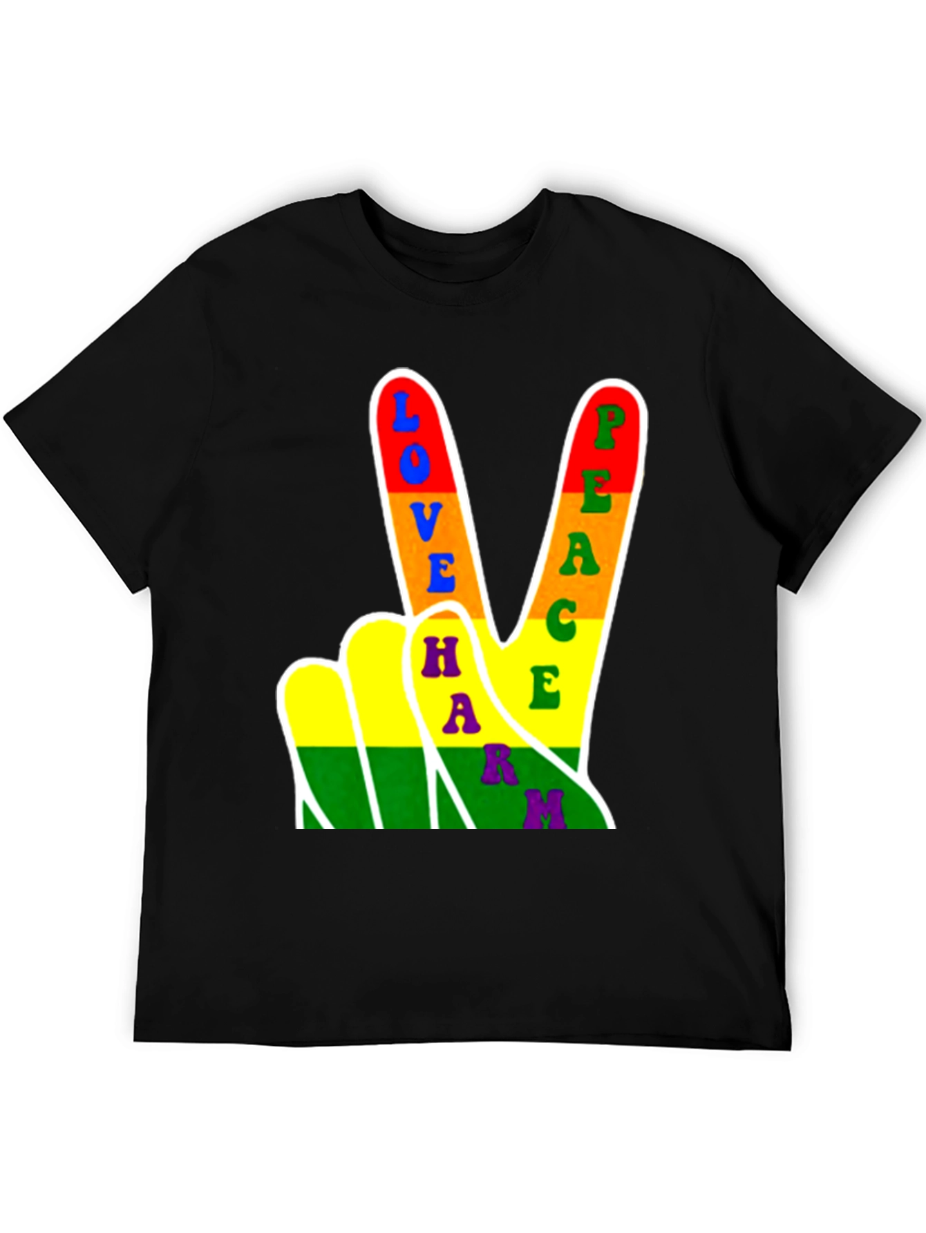 Black Love Peace Harmony Rainbow Graphic T-Shirt view 5
