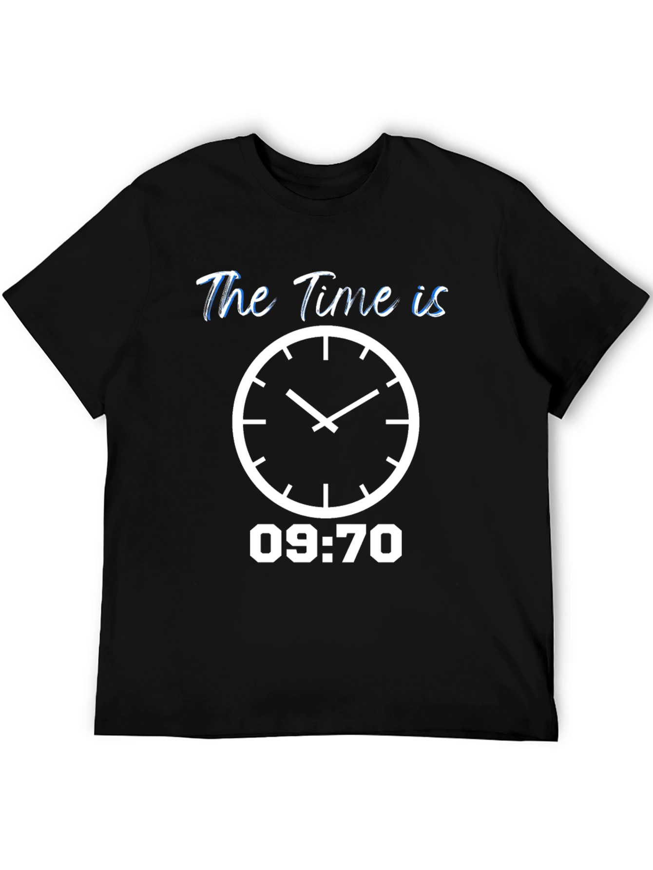 Black The Time Is T-Shirt - Unique Clock Design view 5