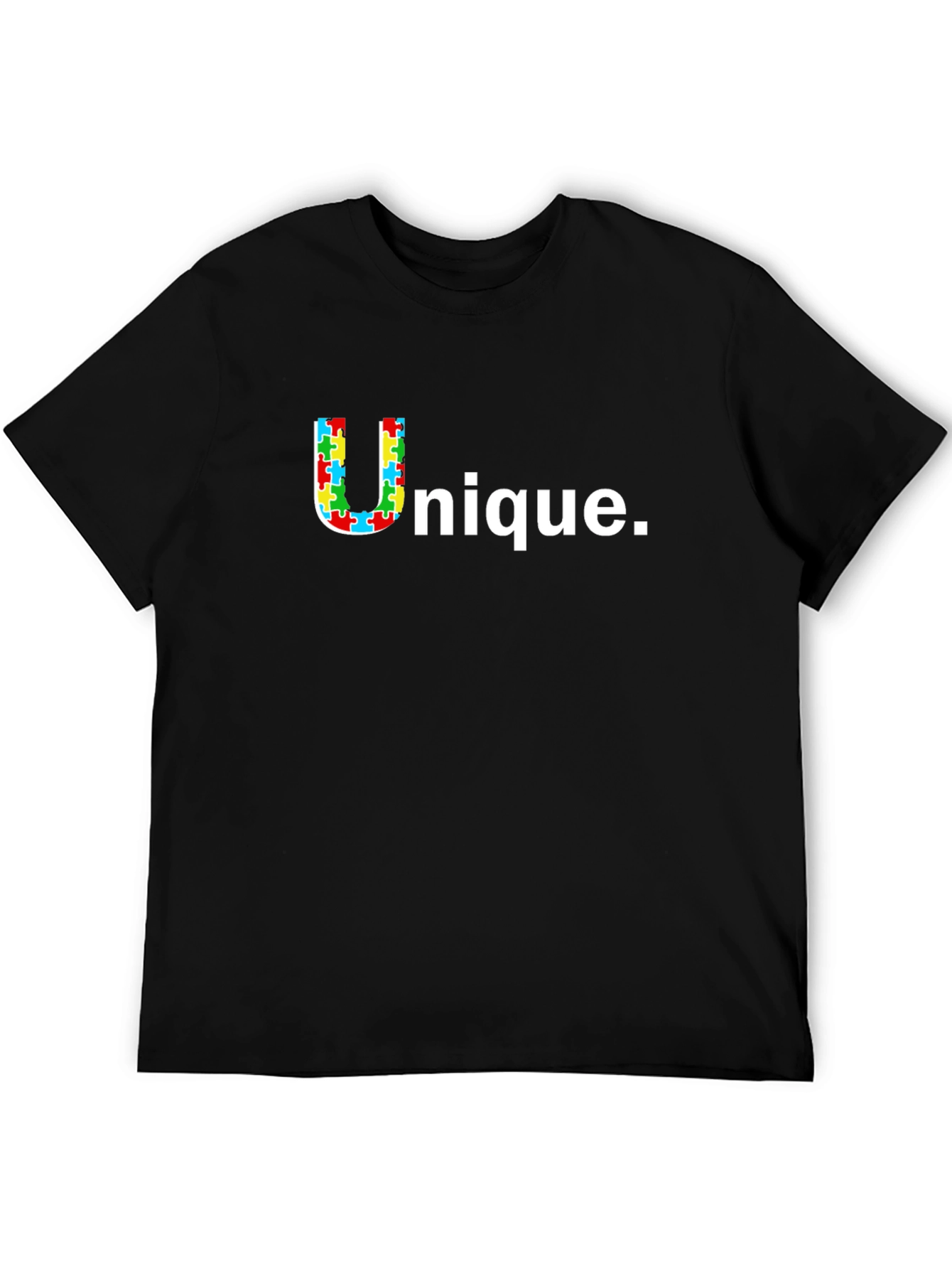 Black Unique Puzzle Piece 'U' Graphic Tee - Black view 5