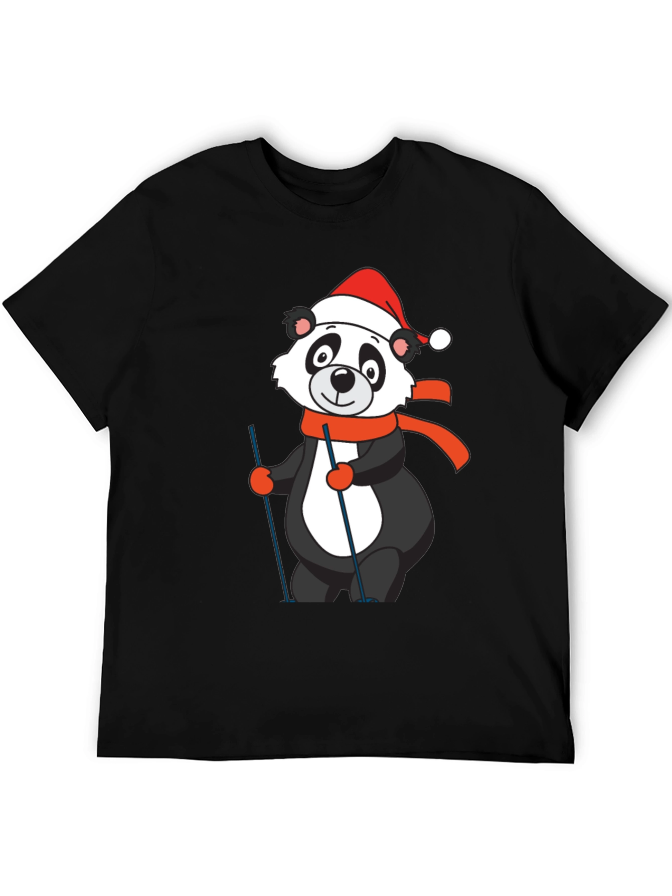 Black Panda Skier T-Shirt: Holiday Fun view 5