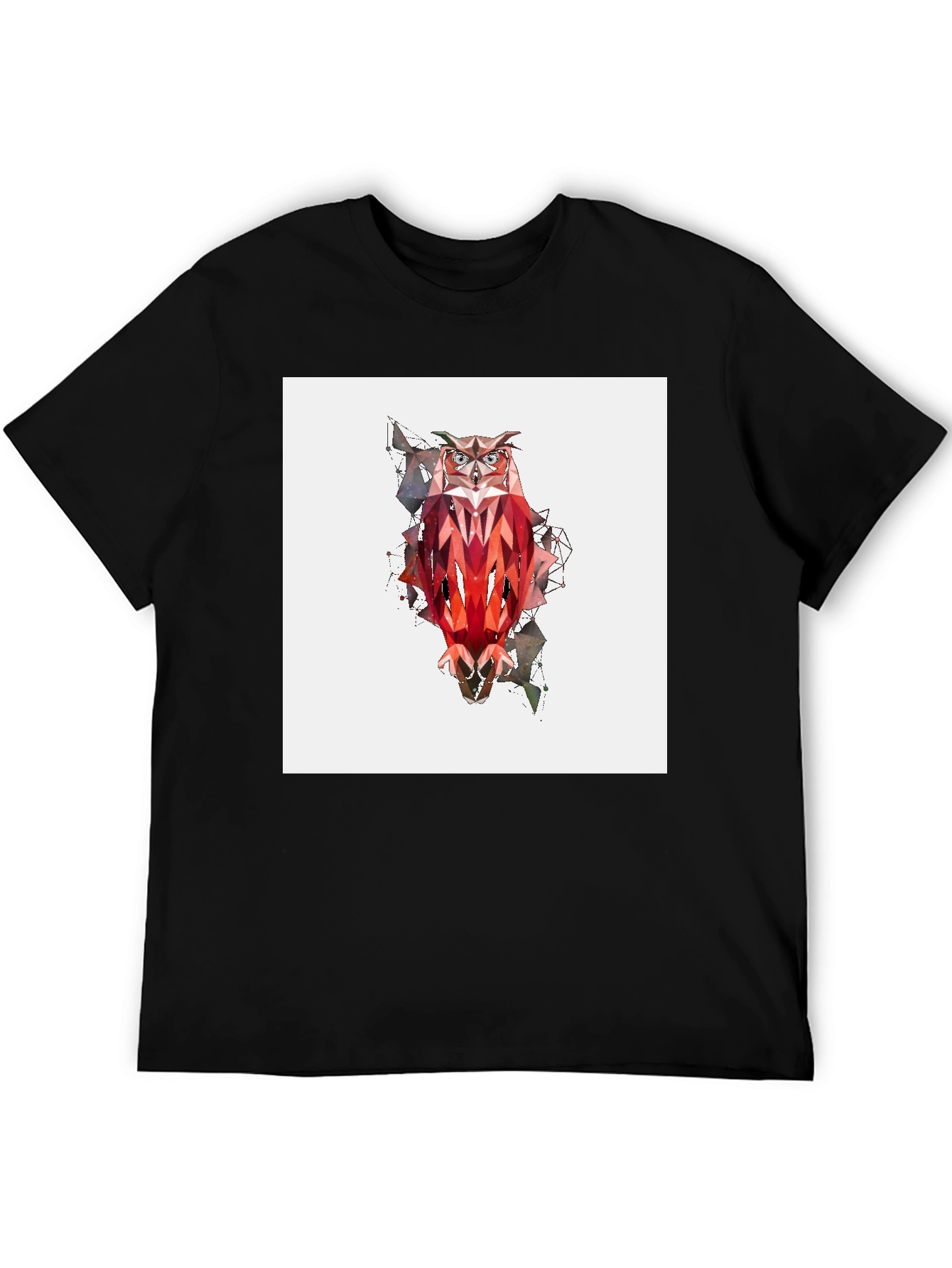 Black Geometric Owl Graphic Tee - Modern Art Style view 5