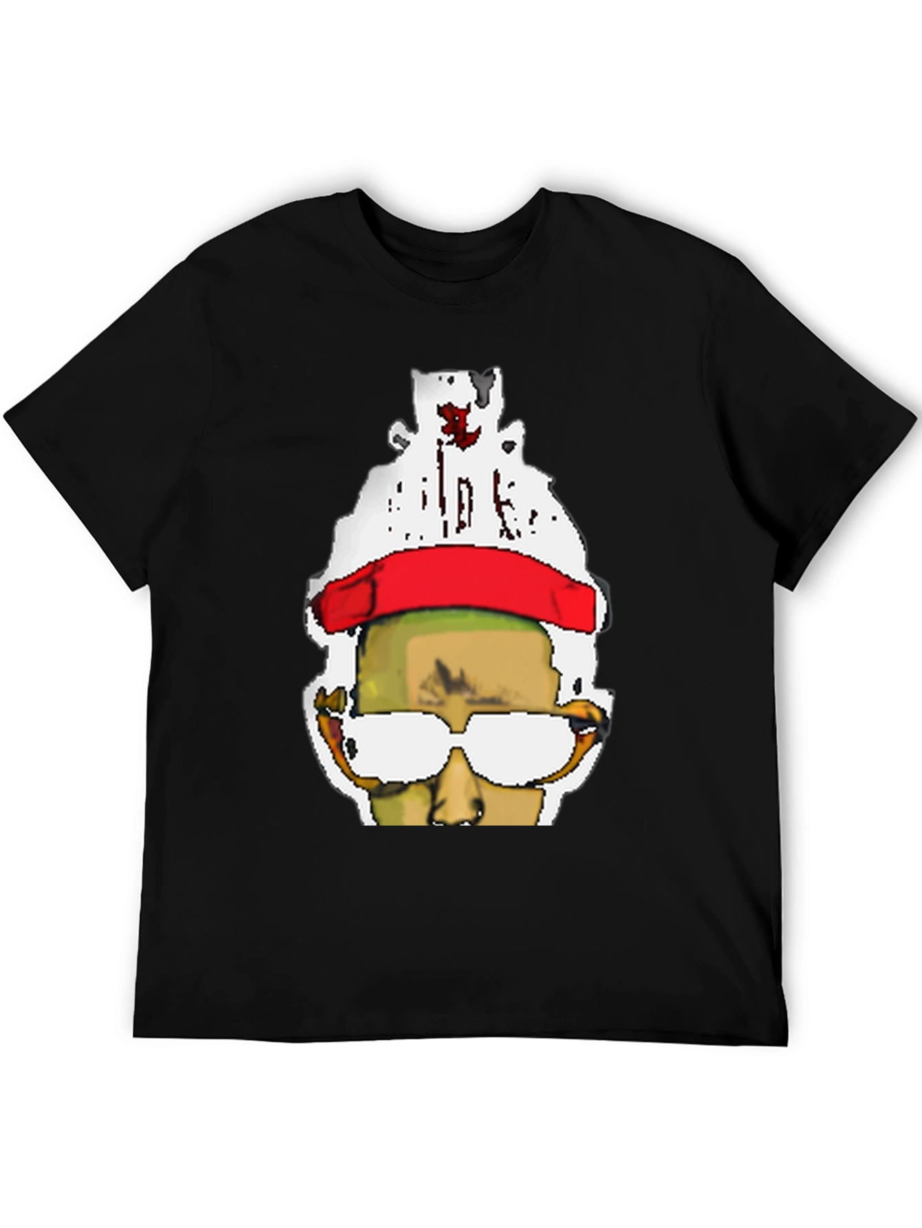 Black Pixelated Portrait Black T-Shirt view 5