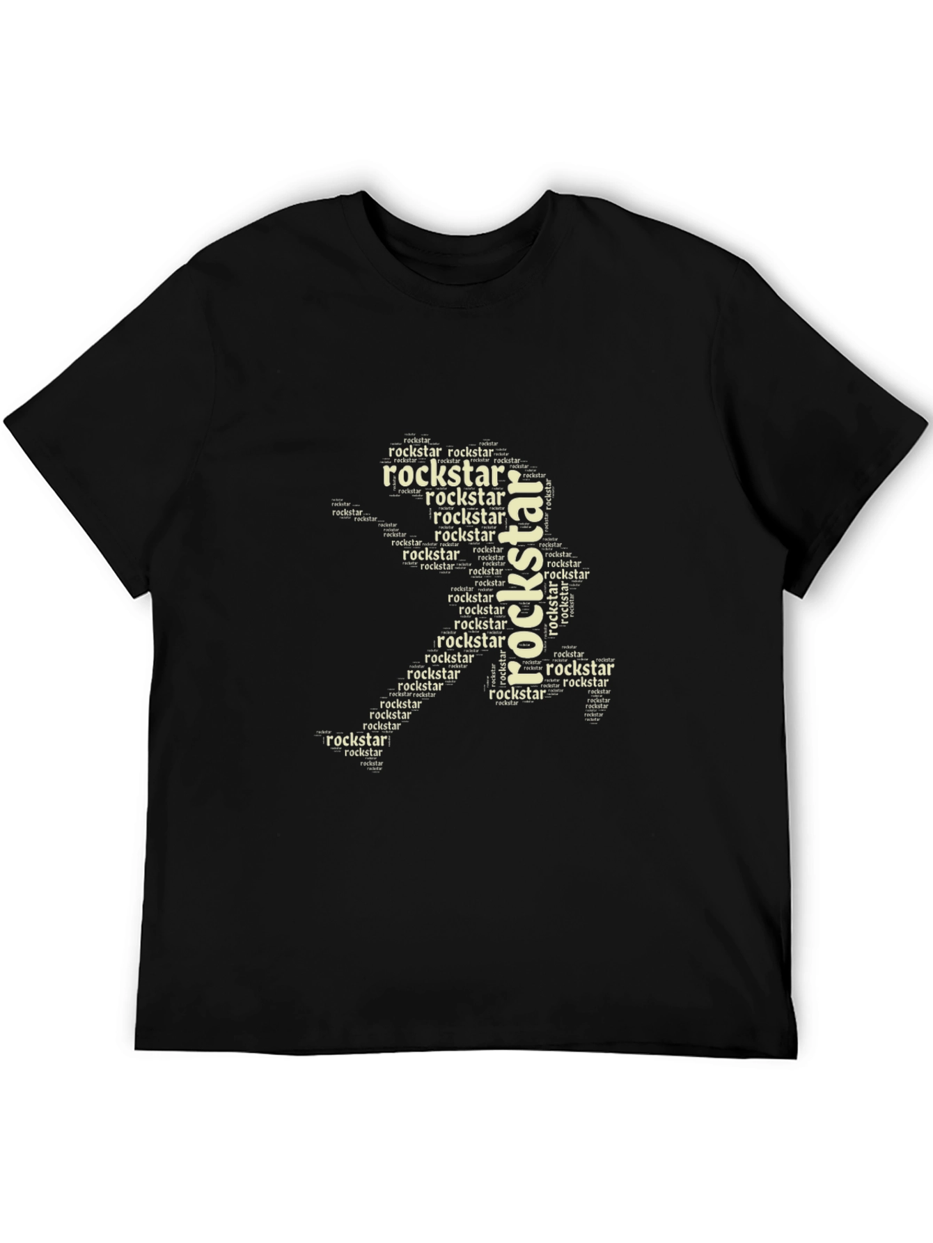 Black Rockstar Word Art Black T-Shirt view 5