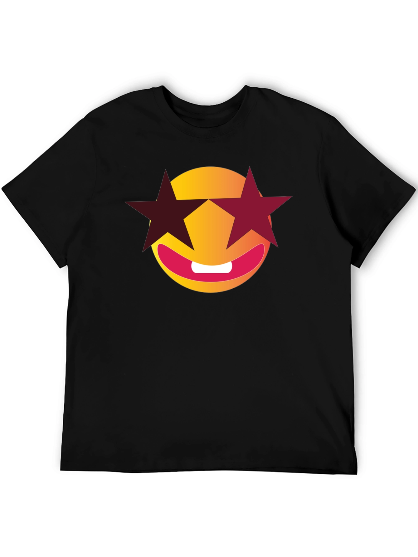 Black Smiley Face with Star Shades Graphic T-Shirt view 5