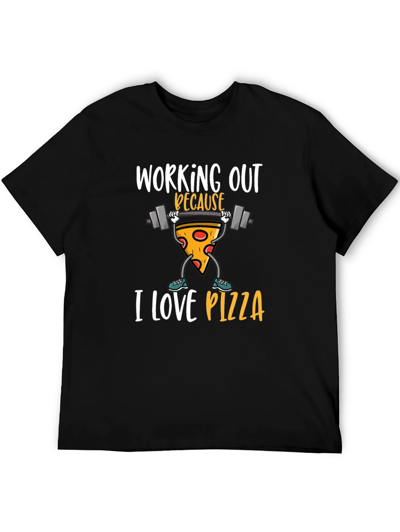 Black Funny Pizza Workout Graphic Tee view 5