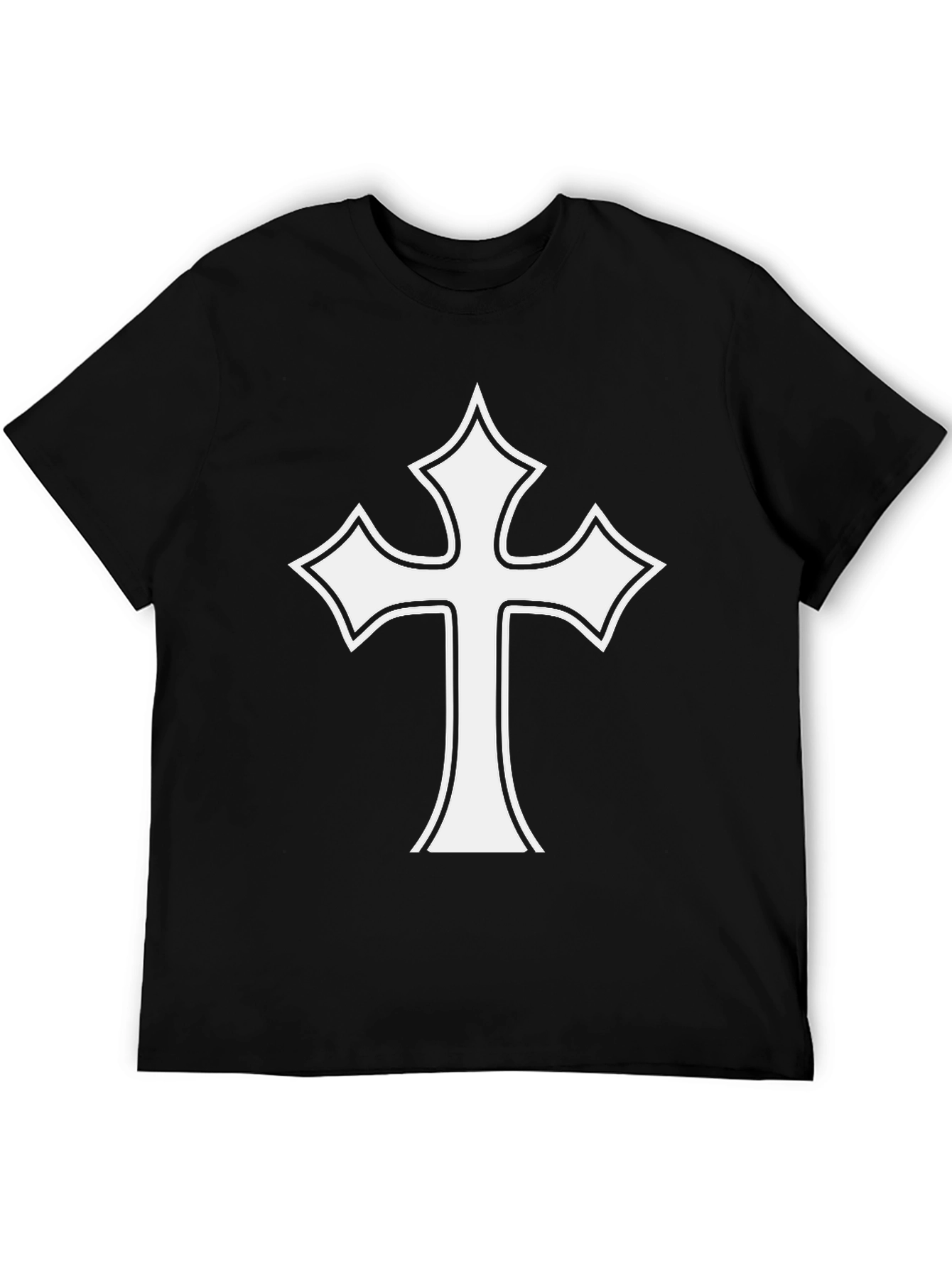 Black White Cross Graphic Black T-Shirt view 5