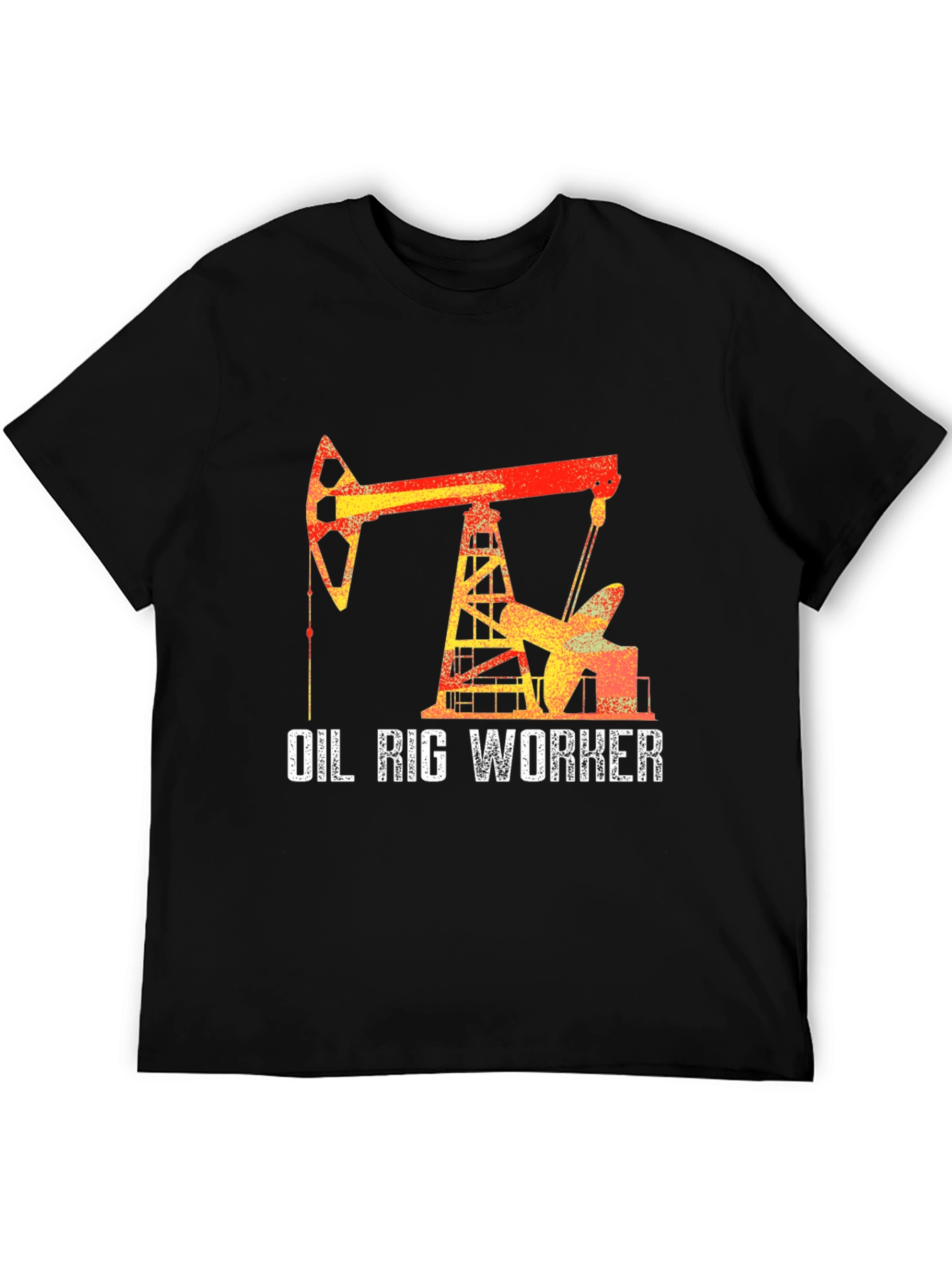 Black Oil Rig Worker Graphic T-Shirt - Black Crew Neck view 5