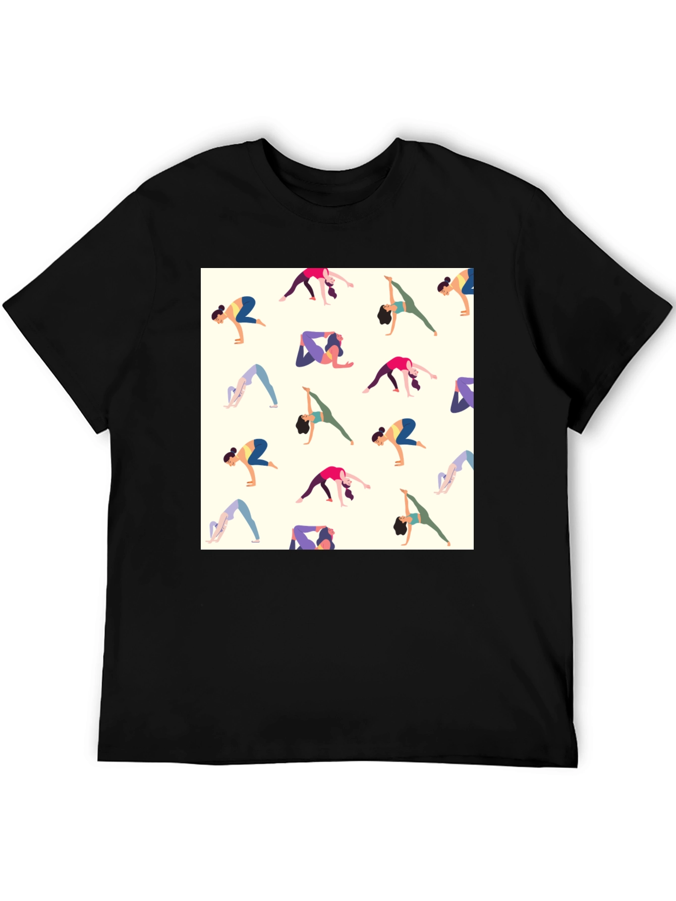 Black Yoga Patterned Tee - Black Graphic T-Shirt view 5