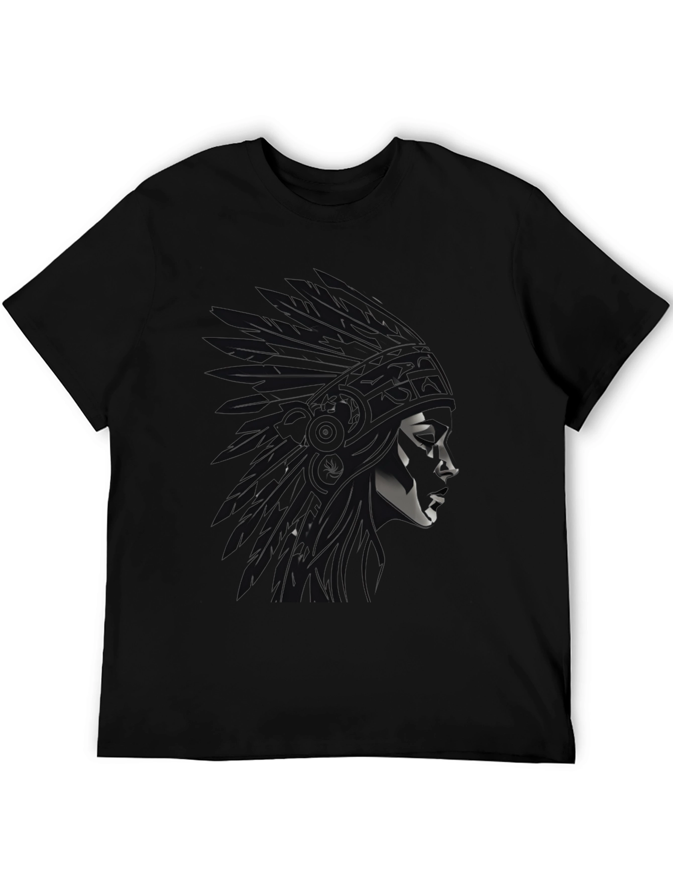 Black Native American Chief Graphic Tee - Black view 5