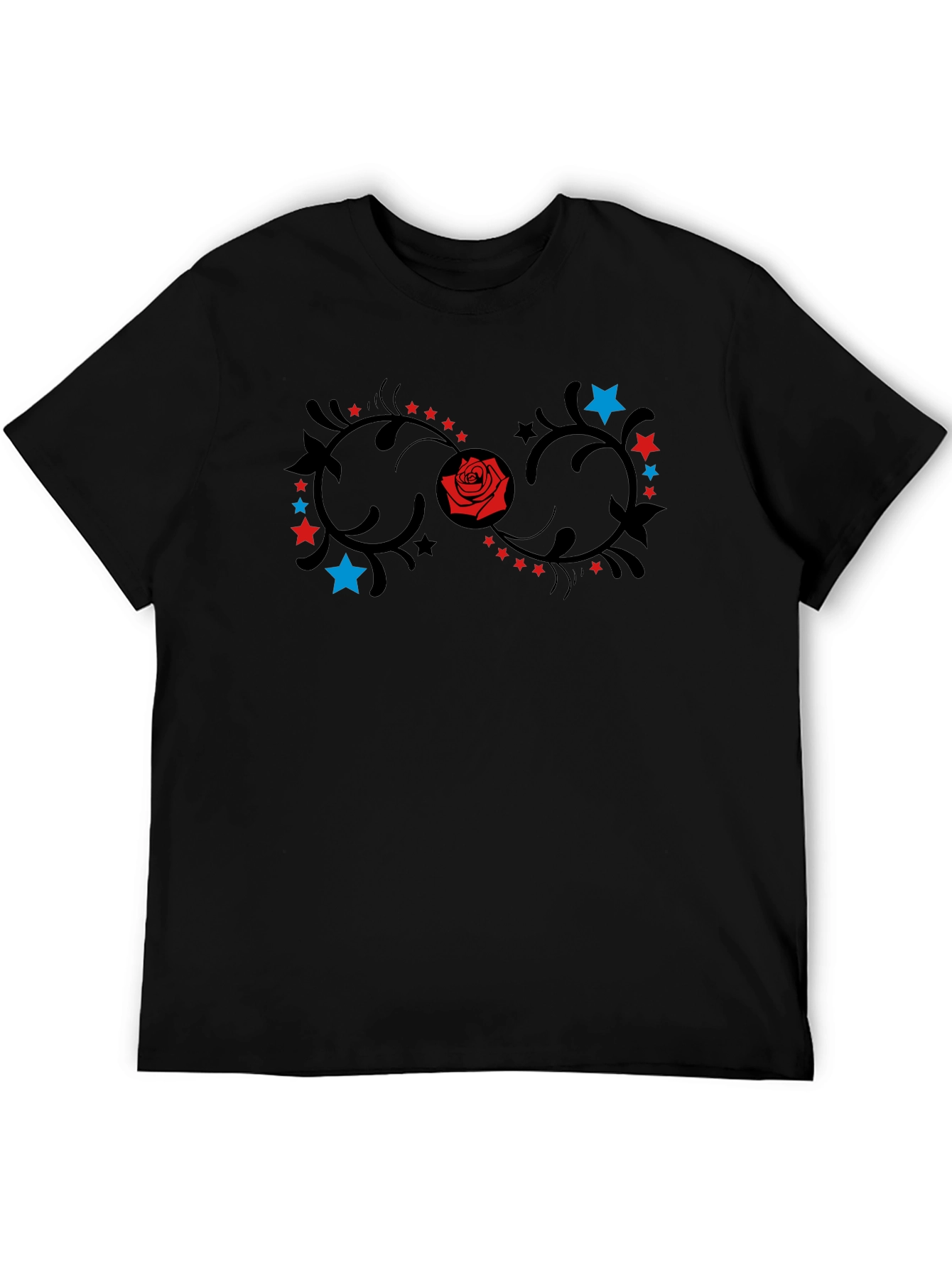 Black Floral Infinity Rose & Stars Graphic T-Shirt view 5